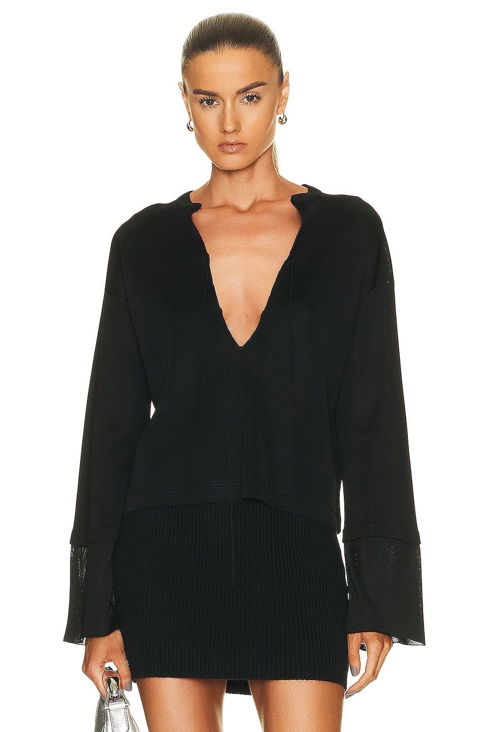 Tom Ford o1w1db10225 MAK1224 Lace-up Crop Top in Black Size S / US 4 / IT 40 - 1 Thumbnail