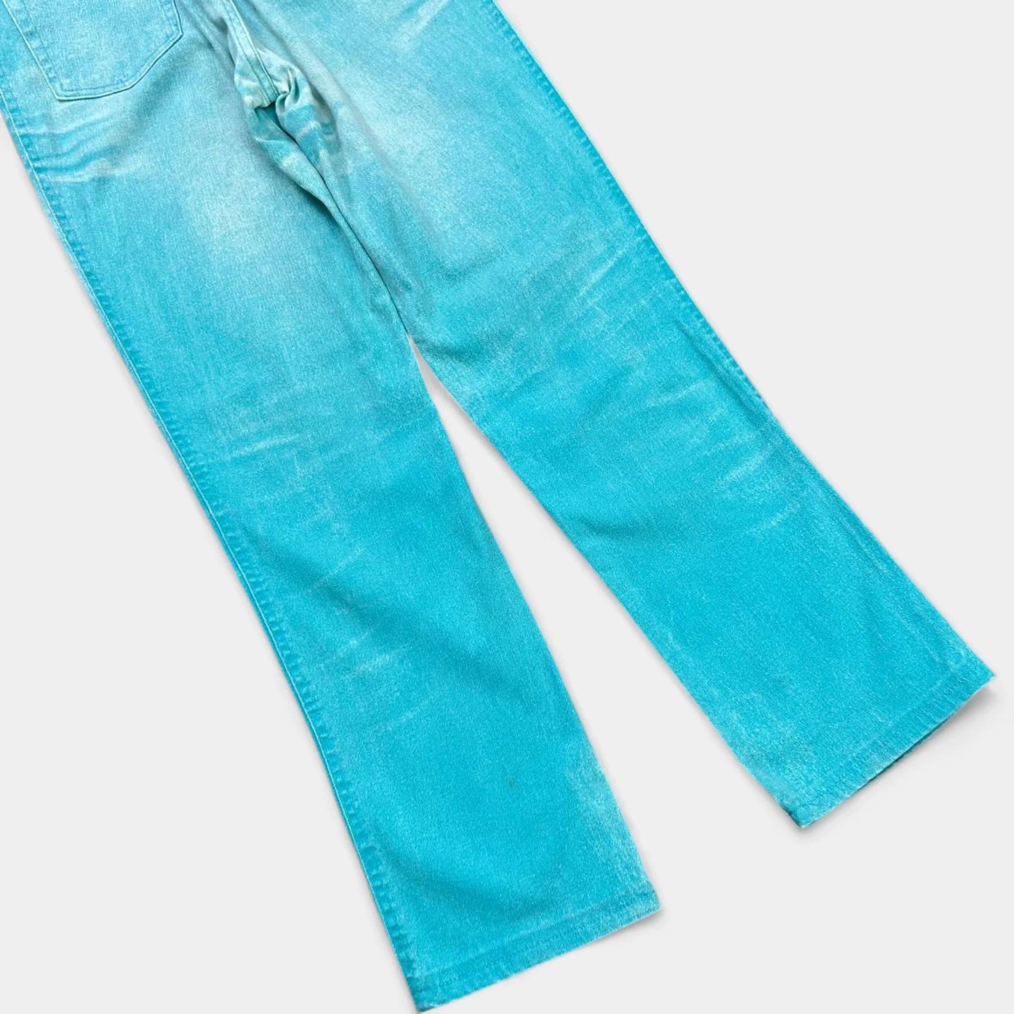 Roberto Cavalli Cavalli Jeans 2000's Turquoise Printed Effect Denim Pants Size US 31 - 7 Thumbnail