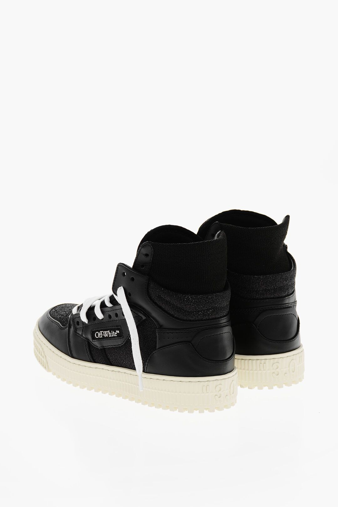 Off-White og1mm1125 Glittered Leather 3.0 Off Court Hi-Top Sneakers Size US 7 / IT 37 - 3 Thumbnail