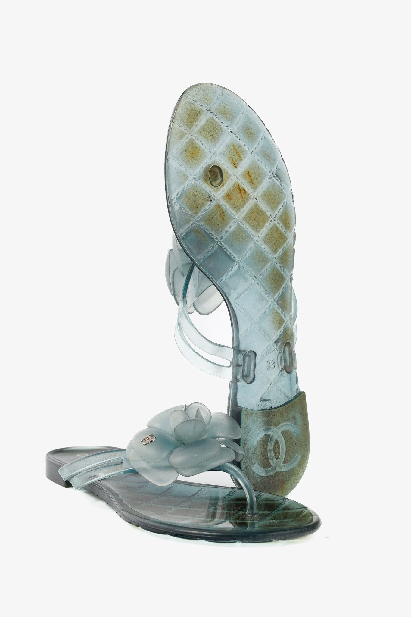 Chanel Chanel Green Metallic Jelly Camellia Thong Sandals Size US 7.5 / IT 37.5 - 5 Thumbnail