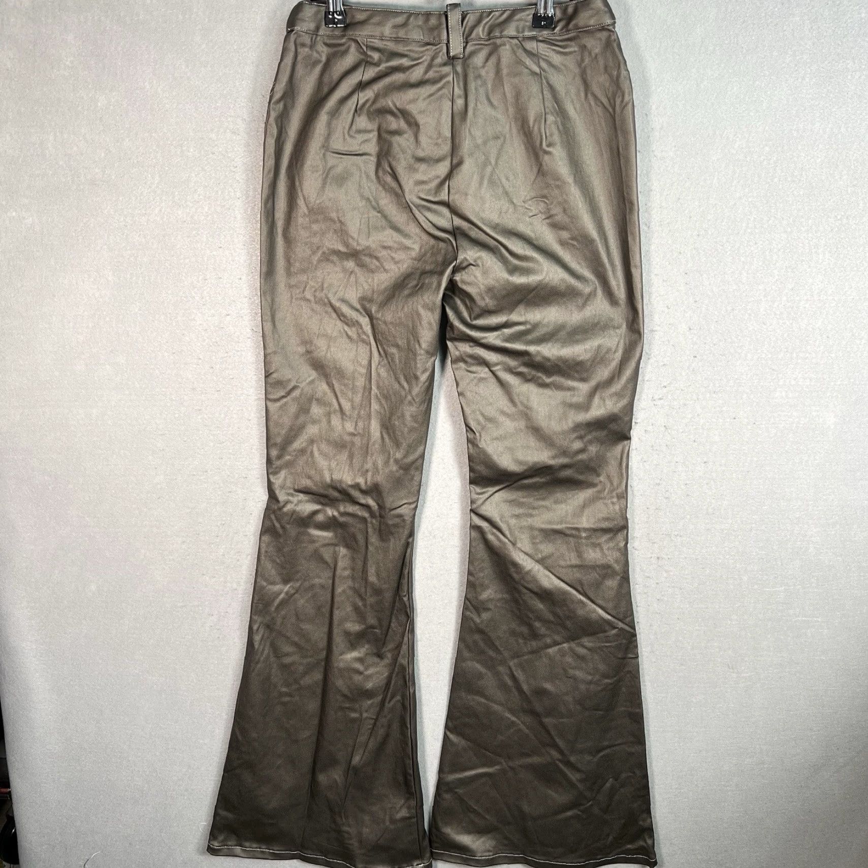 Fashion Nova NWT Fashion Nova Faux Leather Flare Moto Pants Bronze Bottoms M Brown Womens Flared Pants 28in Waist Inseam 32in Zipper Leather Style Chino Shoes? Size 32" / US 10 / IT 46 - 7 Thumbnail