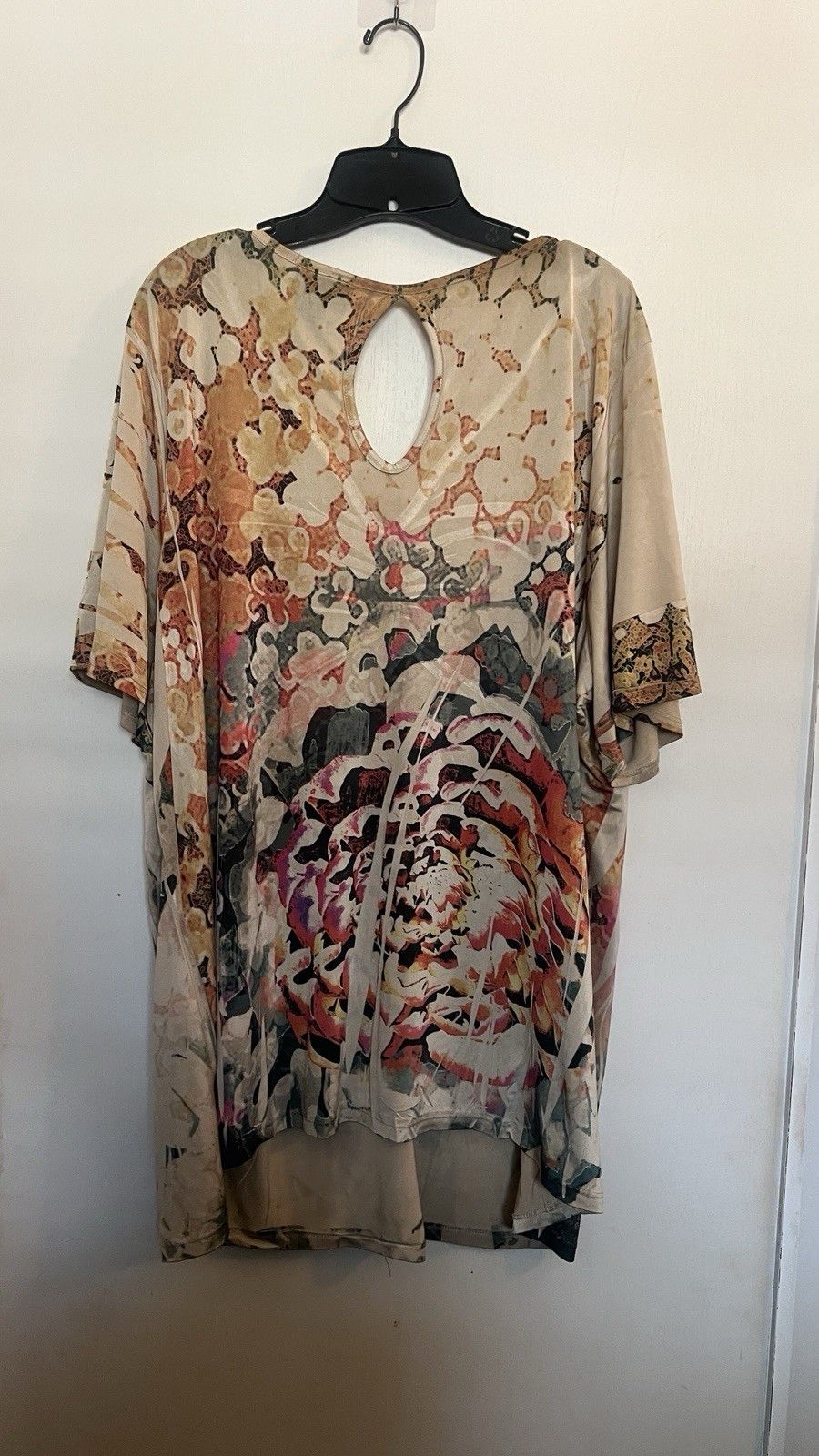 Other Beige Multicolor Floral Ruched Keyhole Blouse Size 3XL / US 20-22 - 3 Thumbnail