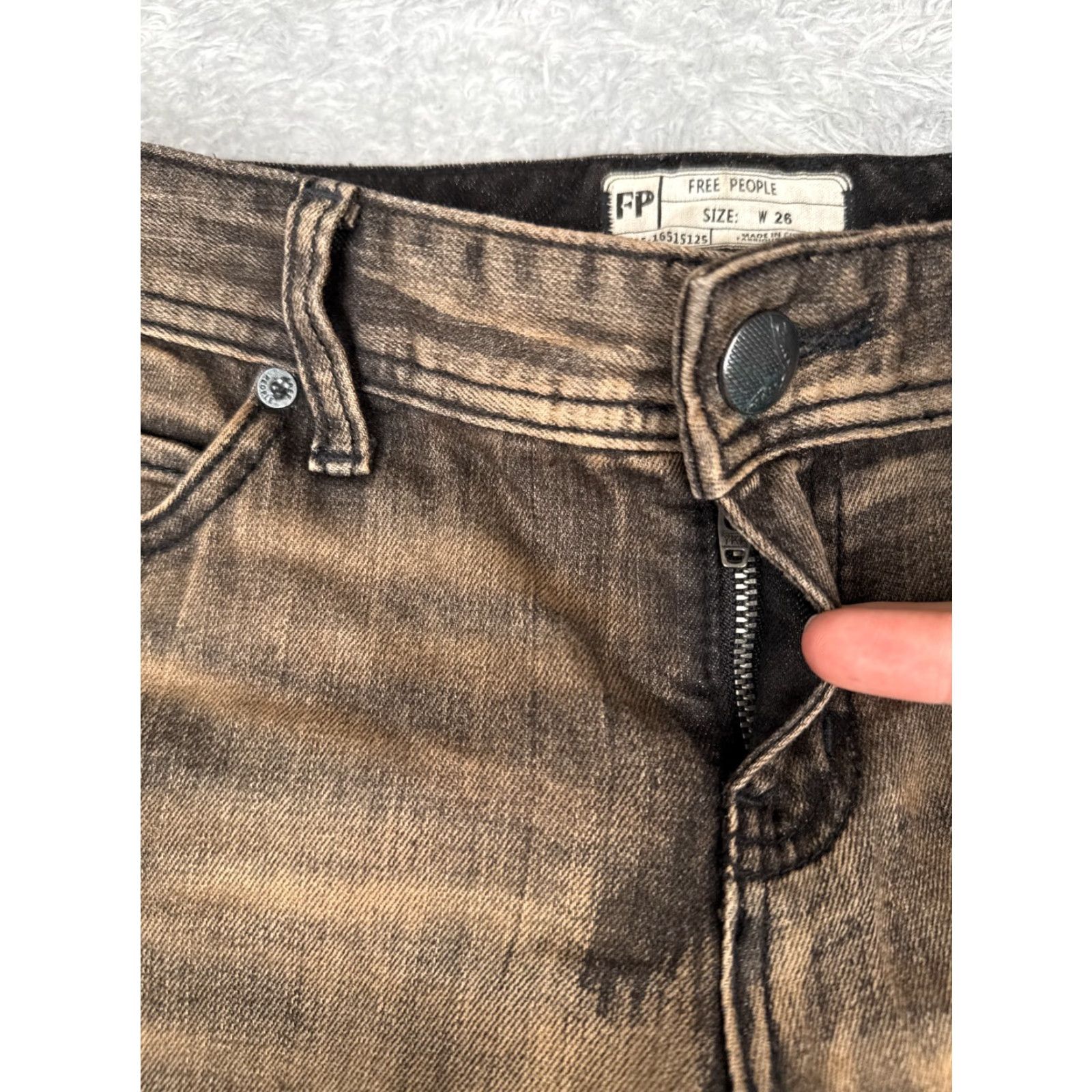 Free People Free People Jeans Women 26 Black 90s Bohemian Distressed Burnout Cotton Blend Low 29x26 Size 26" / US 2 / IT 38 - 5 Thumbnail