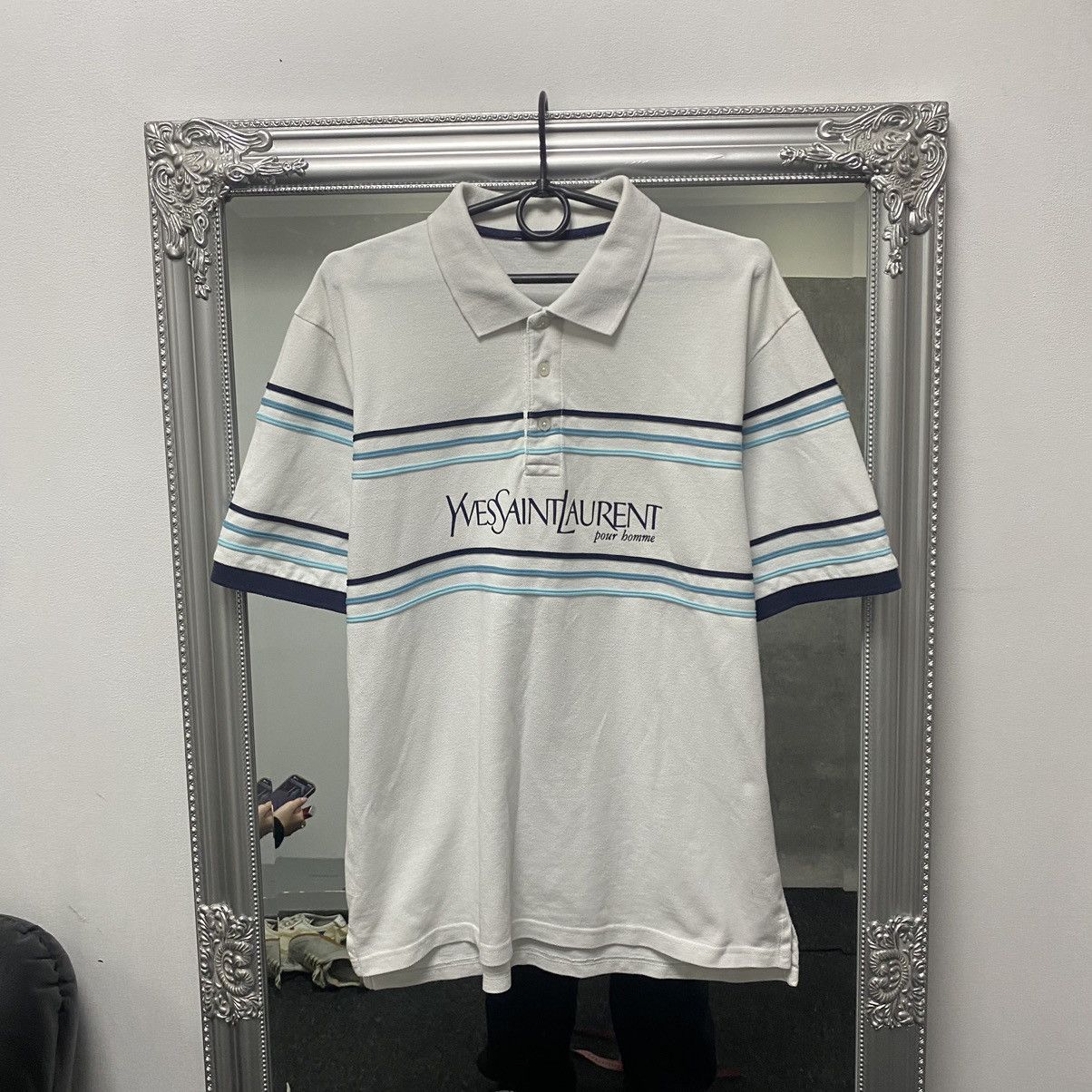 Vintage Vintage YVES SAINT LAUREN Big Logo Polo Shirt Size US M / EU 48-50 / 2 - 1 Thumbnail