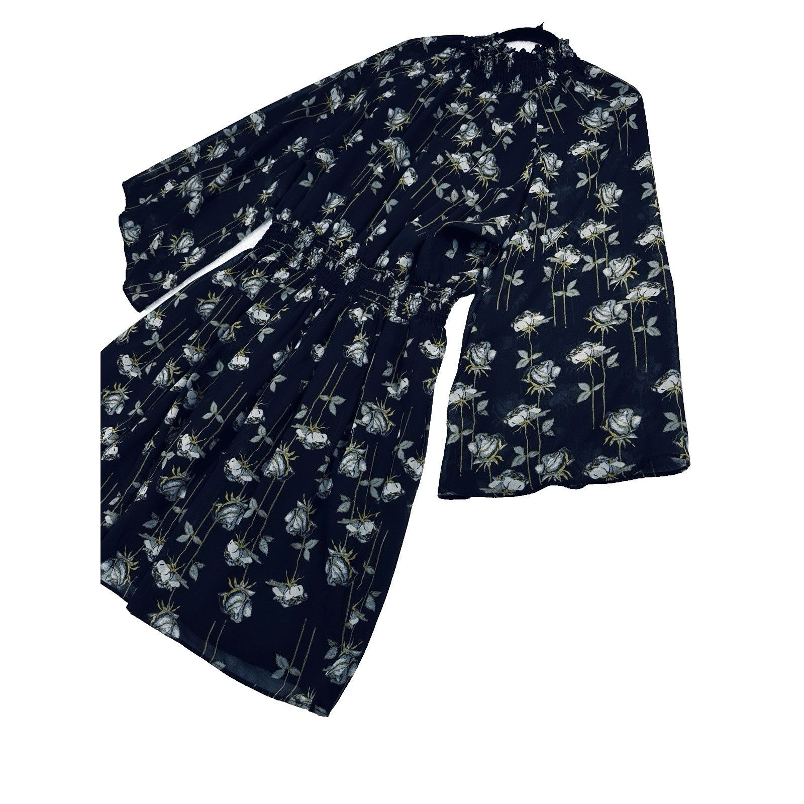 Other Rachel Roy Smocked Floral Mini Dress XL Black Sheer Flowy Size XL / US 12-14 / IT 48-50 - 6 Thumbnail