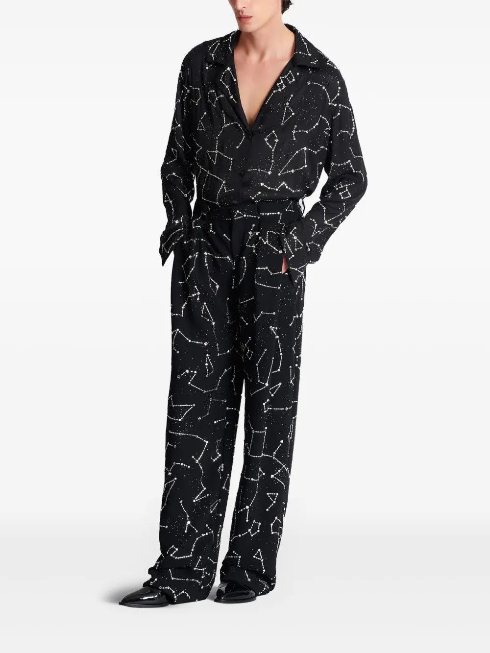 Balmain o1s1wg110126 Constellation Embroidered Trousers in Black Size US 34 / EU 50 - 3 Thumbnail