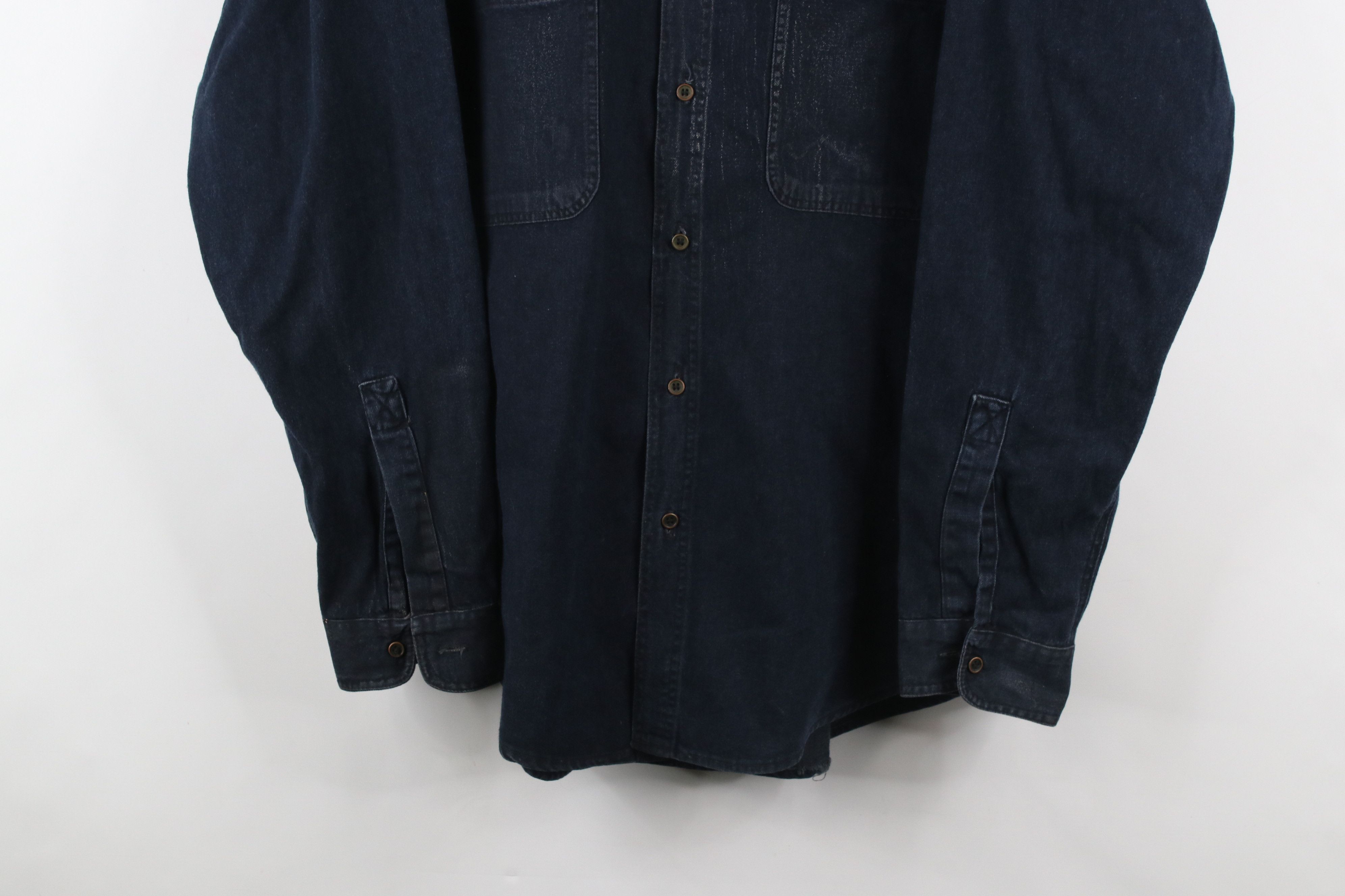 Vintage Vintage 90s Perry Ellis Baggy Denim Jean Button Shirt Size US M / EU 48-50 / 2 - 3 Thumbnail
