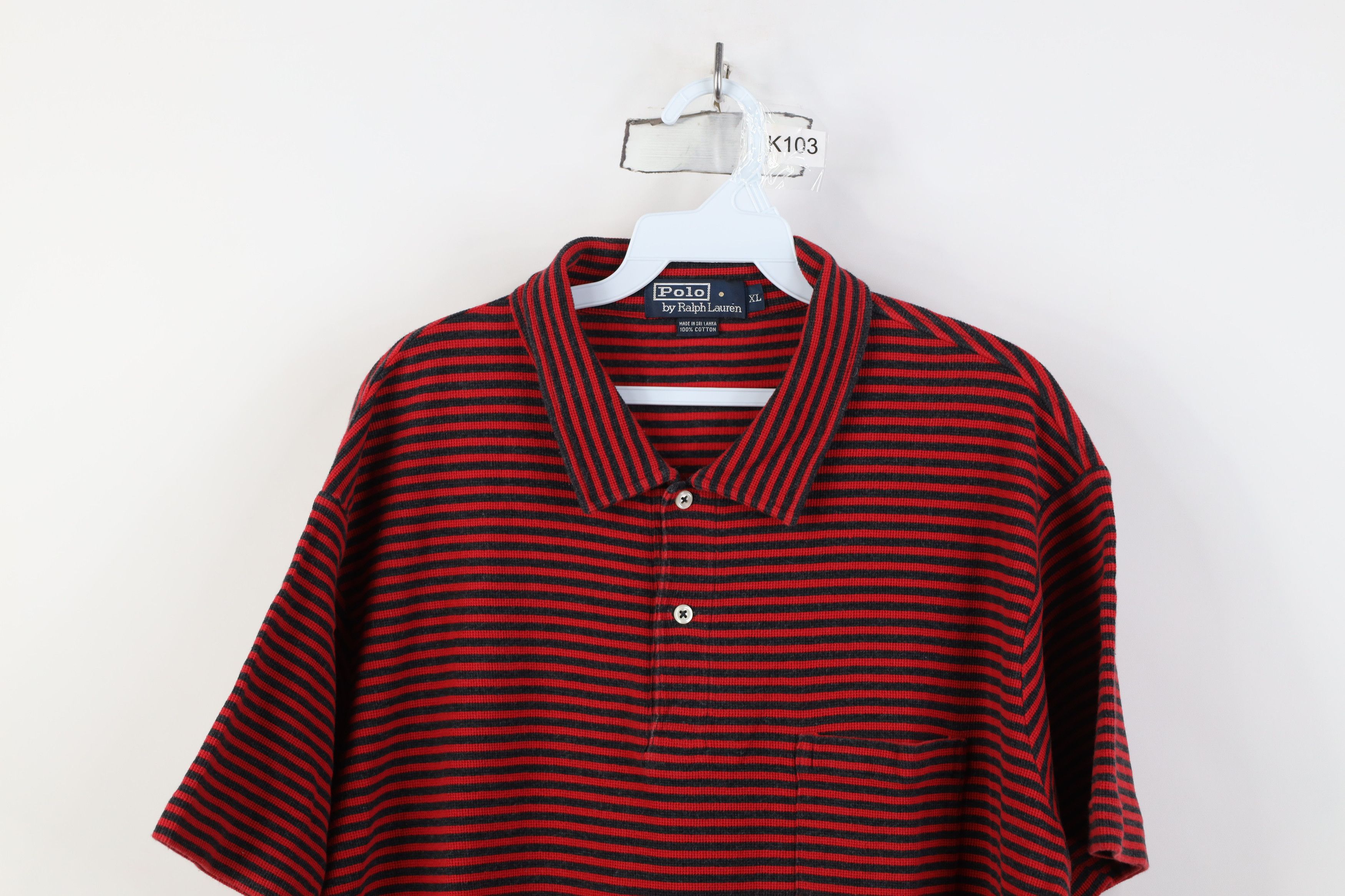 Ralph Lauren Vintage 90s Ralph Lauren Waffle Knit Golf Polo Shirt Red Size US XL / EU 56 / 4 - 2 Thumbnail