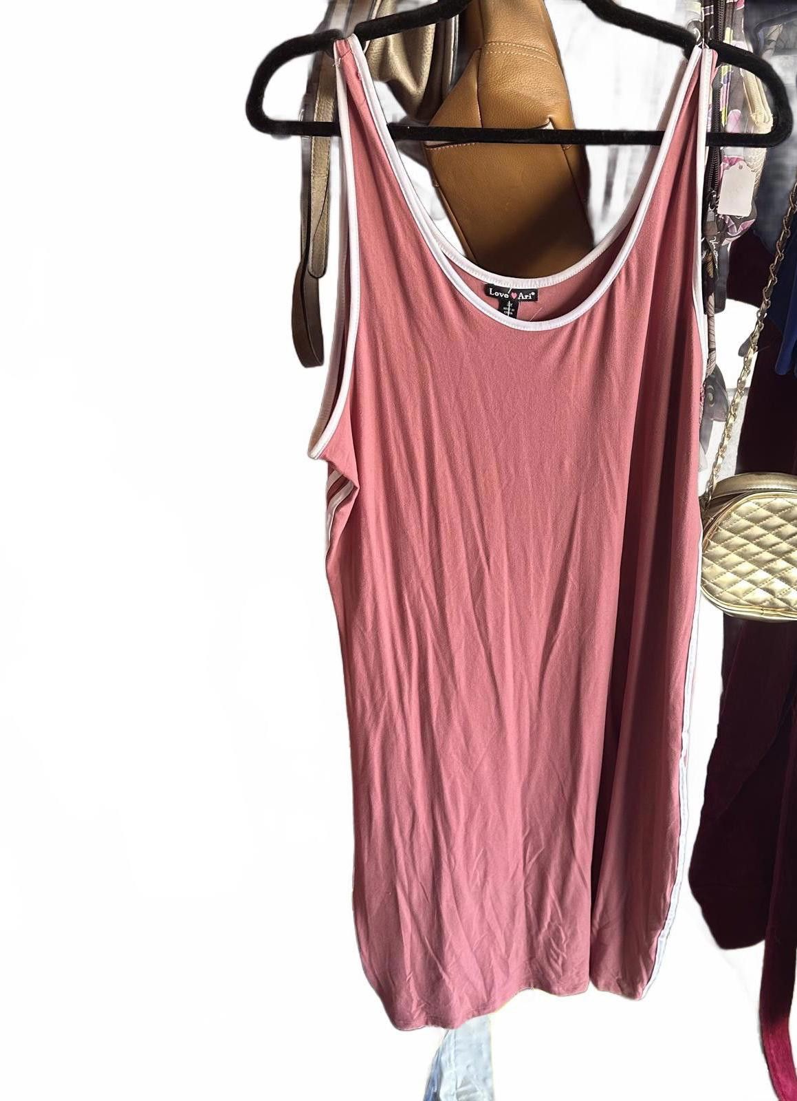 Designer Lightweight Pink Tank dress with Contrast Trim Size 3XL / US 20-22 - 1 Preview