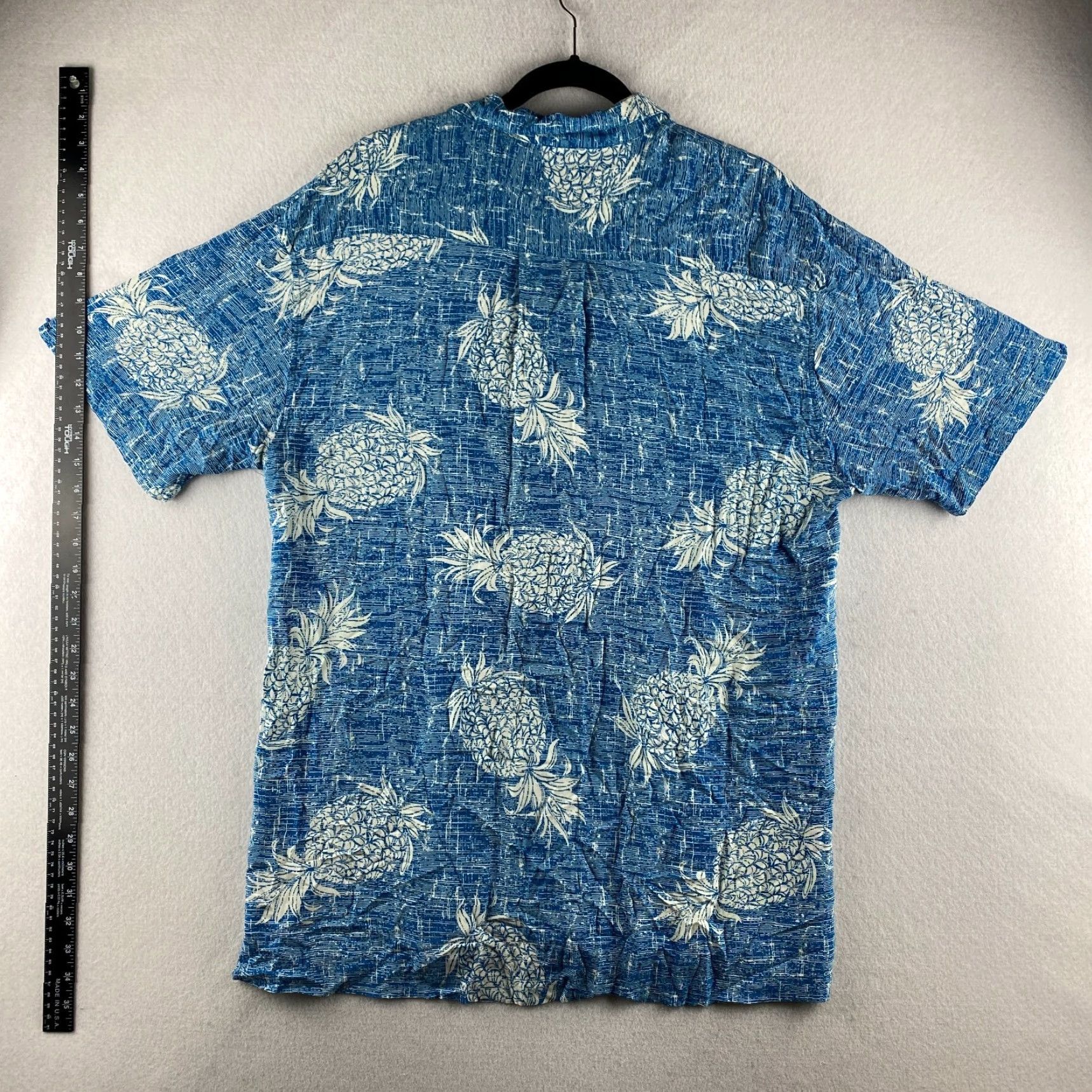 Vintage High Surf Hawaiian Shirt Mens XL Blue Pineapple Button Up Wooden Buttons Rayon Size US XL / EU 56 / 4 - 7 Thumbnail
