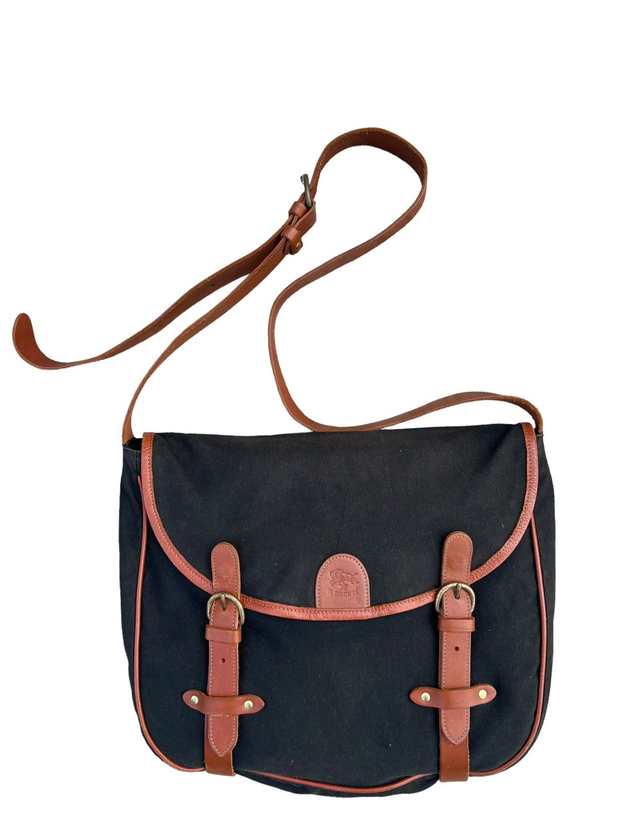 Il Bisonte × Leather Vintage il Bisonte Black Cotton Leather Messenger Bag Size ONE SIZE - 2 Thumbnail