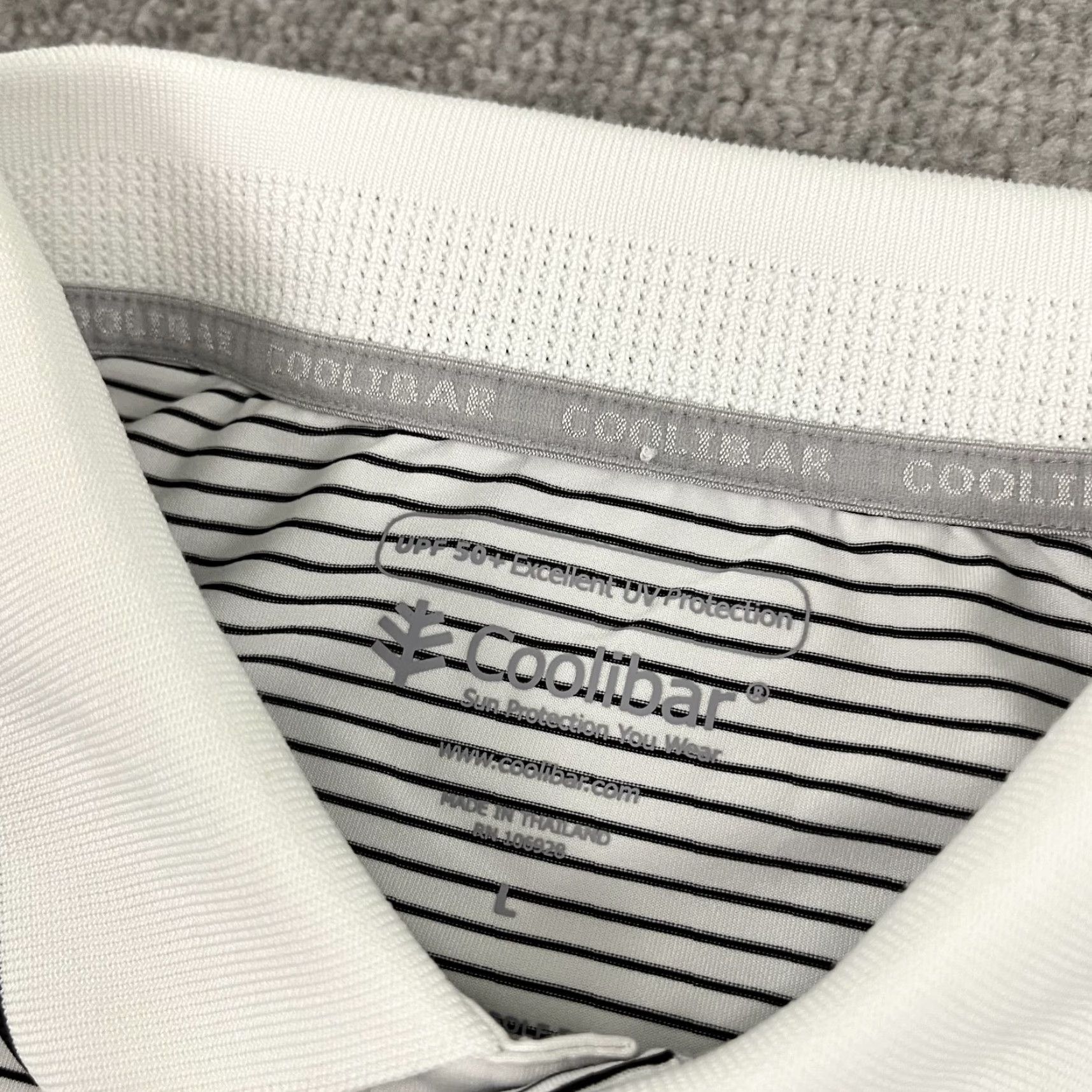 Vintage Coolibar Polo Shirt Men Large White Black Striped Sun Protect Shirt Size US L / EU 52-54 / 3 - 4 Thumbnail