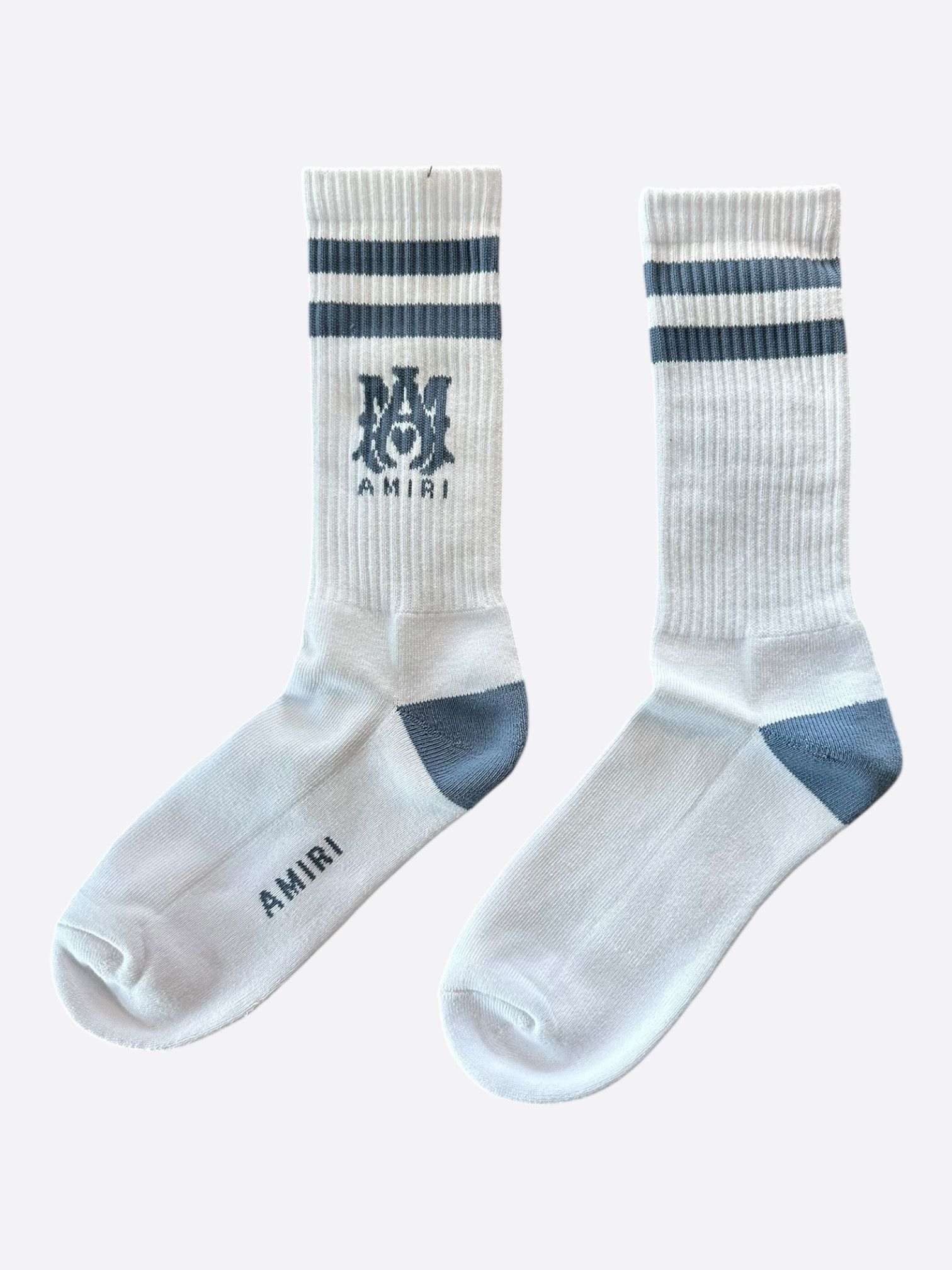 Amiri Amiri White & Blue MA Logo Socks Size ONE SIZE - 2 Thumbnail