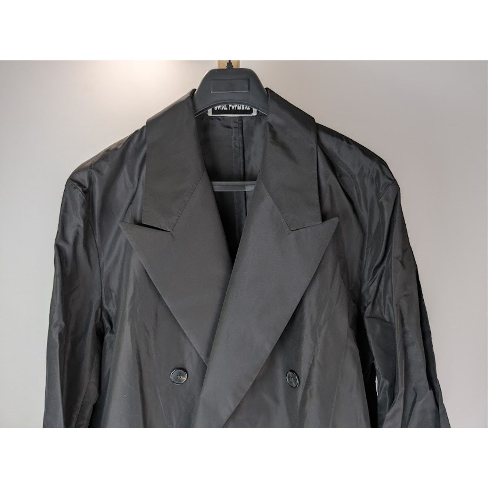 Saint Laurent Paris o1rshd1 Double-Breasted 6-Button Taffeta Coat in Black Size US L / EU 52-54 / 3 - 3 Thumbnail