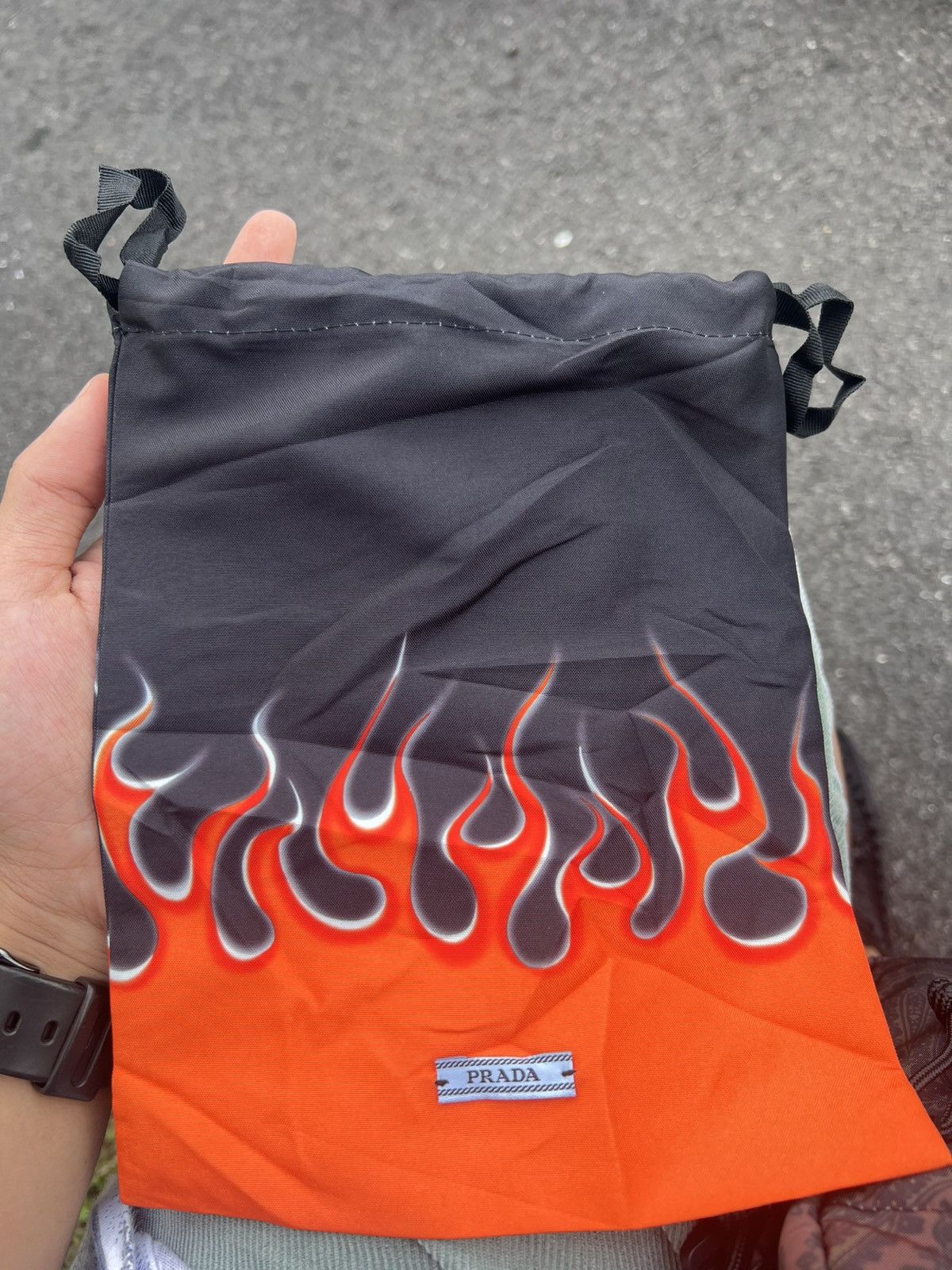 Prada Prada Flame Design Drawstring Pouch Bag Size ONE SIZE - 1 Thumbnail