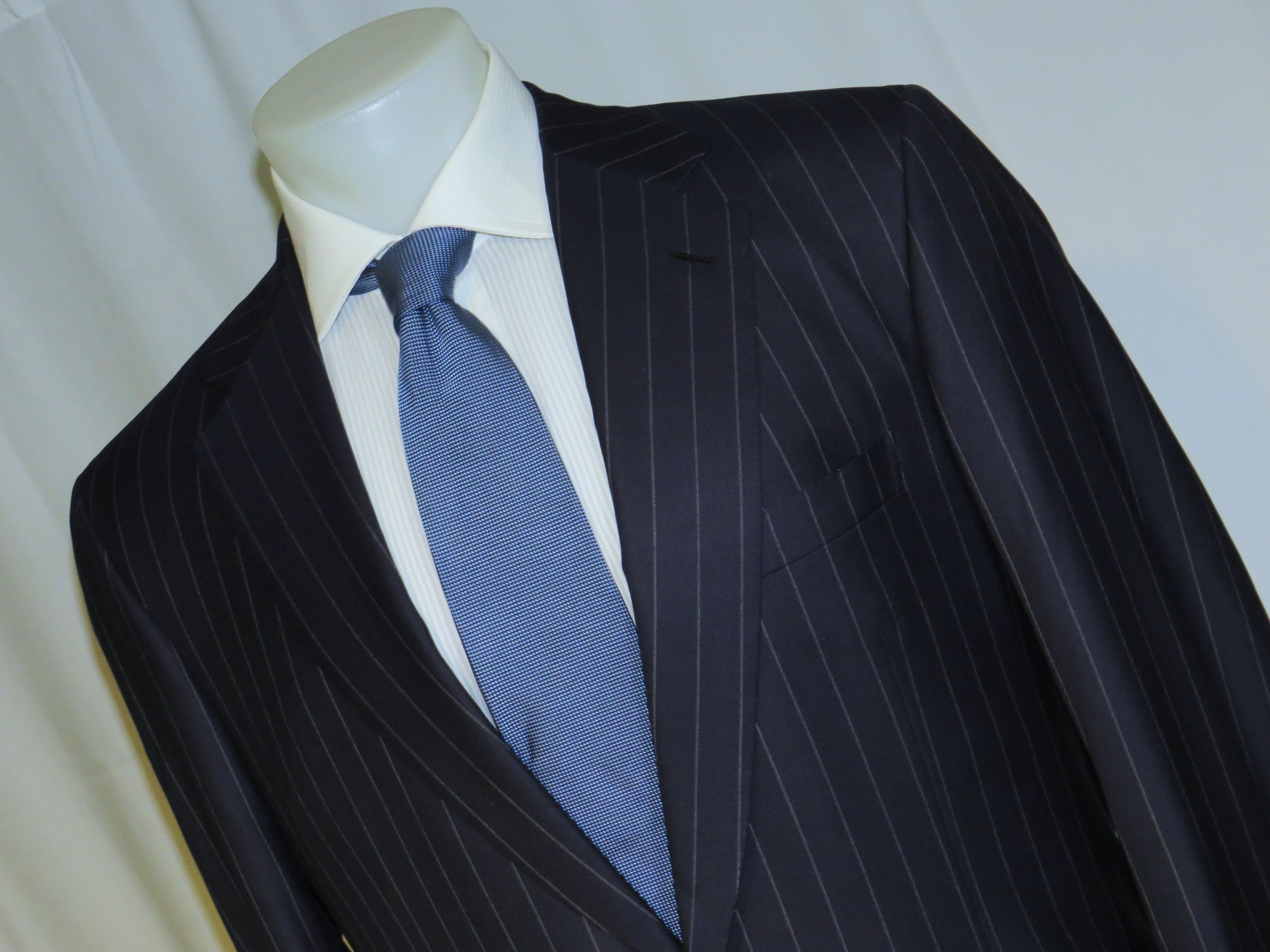 Brioni Super 160 Nomentano Custom Navy Stripe Two Button Suit 42L Size 42L - 5 Thumbnail