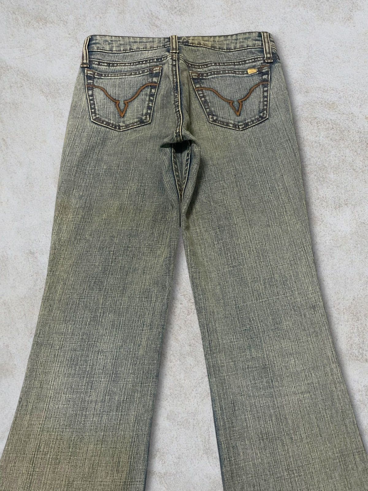Nude Bad Girl Nuve Fade Wash Wax And Leather Style Flare Jeans Size 26" / US 2 / IT 38 - 5 Thumbnail