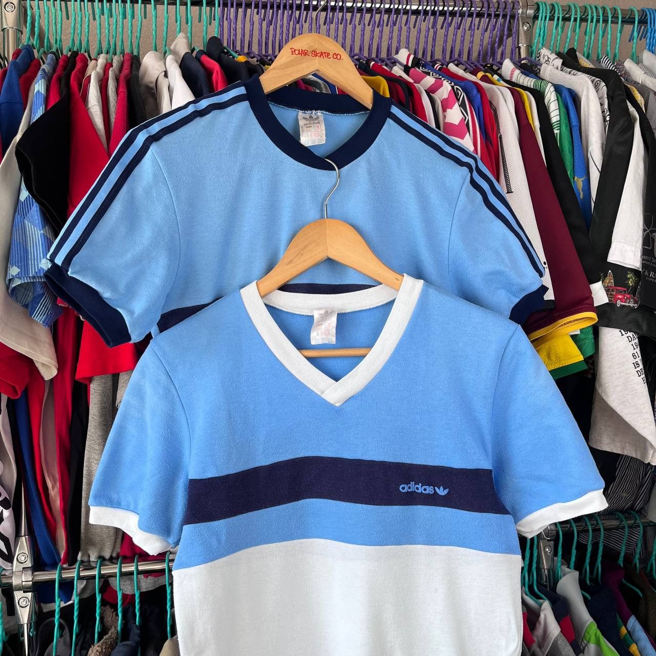 Adidas x2 80s Retro Adidas Trefoil Striped Tshirt Made in Ireland Size US S / EU 44-46 / 1 - 1 Thumbnail