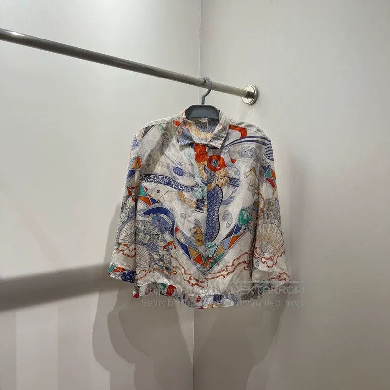 Hermes Hermes Contrast Color Block Pattern Collar Long Sleeve Shi Size XS / US 0-2 / IT 36-38 - 1 Thumbnail