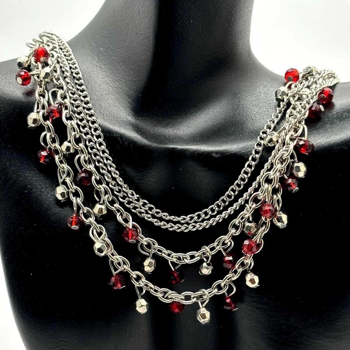Other Retro Silver & Red Necklace Size ONE SIZE - 1 Thumbnail