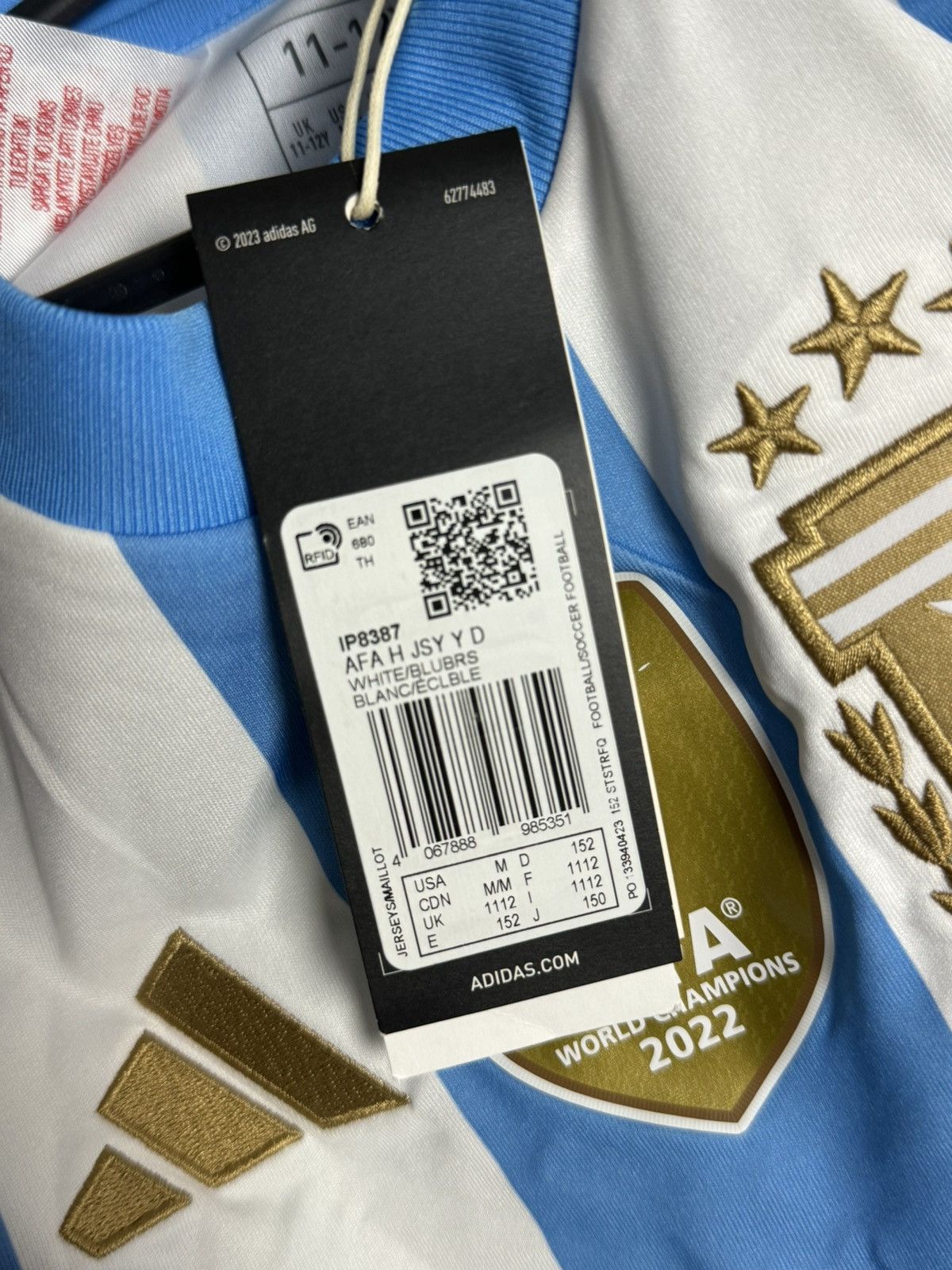 Adidas KIDS New Argentina National Team 2024 Home Football Jersey Size US XS / EU 42 / 0 - 12 Thumbnail