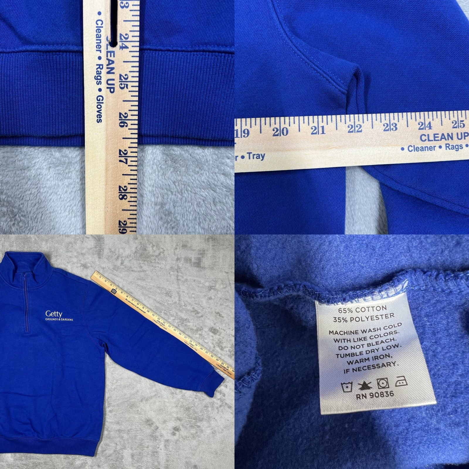 Vintage Sport-Tek The Getty Gardens & Grounds Mens Medium Pullover 1/4-Zip Sweatshirt Blue Size US M / EU 48-50 / 2 - 8 Thumbnail