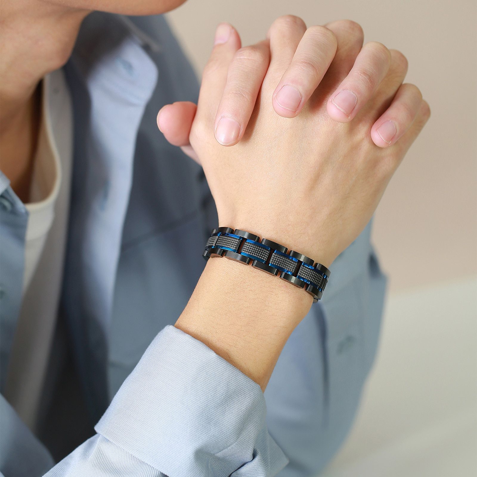 Other Luxury Black Strap Stainless Steel Bracelet Size ONE SIZE - 3 Thumbnail