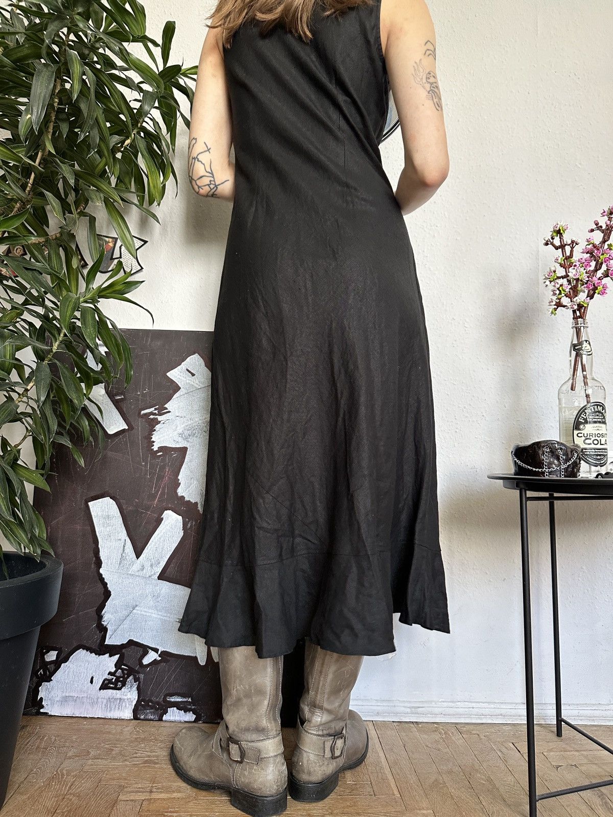 Designer Linen Ruffled Maxi Dress Cottage Coquette Retro Core Size XS / US 0-2 / IT 36-38 - 7 Thumbnail