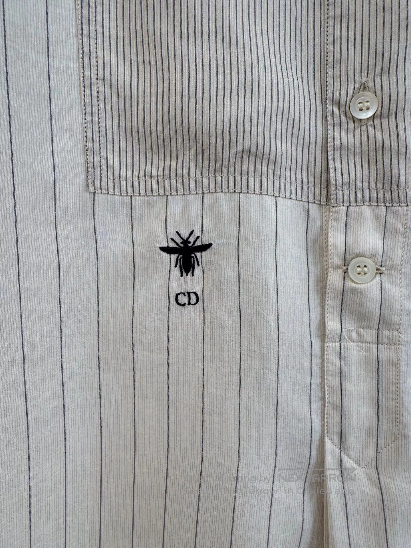 Dior Dior Gray White Striped Bee CD Logo Shirt. Size XXS / US 00 / IT 34 - 4 Thumbnail