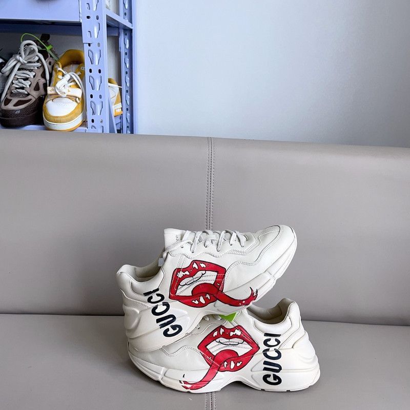 Gucci Gucci Rhyton Leather Lip Print Low-Top Sneakers - Size US 8 / EU 41 - 8 Thumbnail