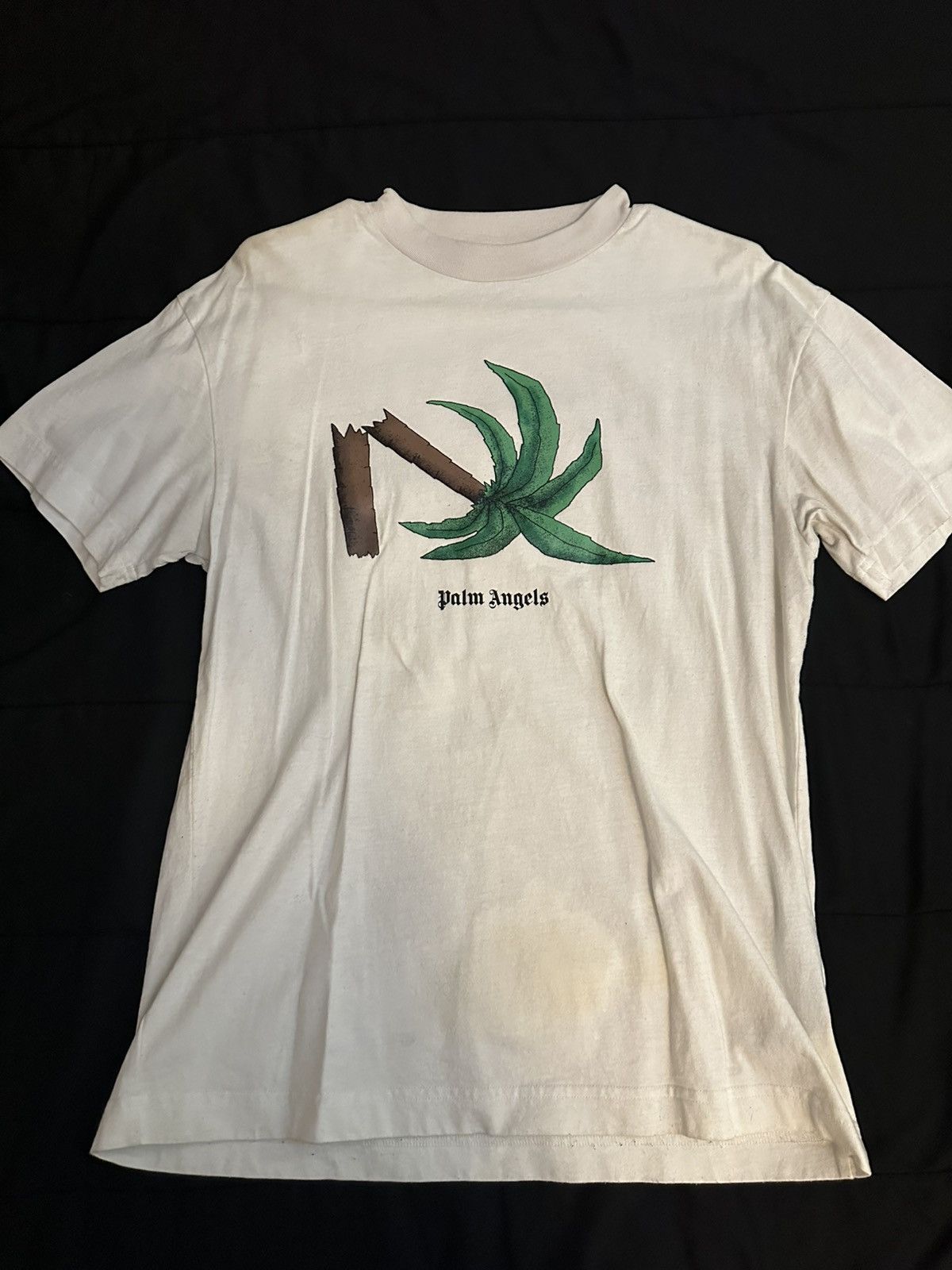 【PALM ANGELS】Broken Farm Tree Short Sleeve T-shirt Palm Angels Broken Palm Print T-Shirt in Yellow for Men | Lyst