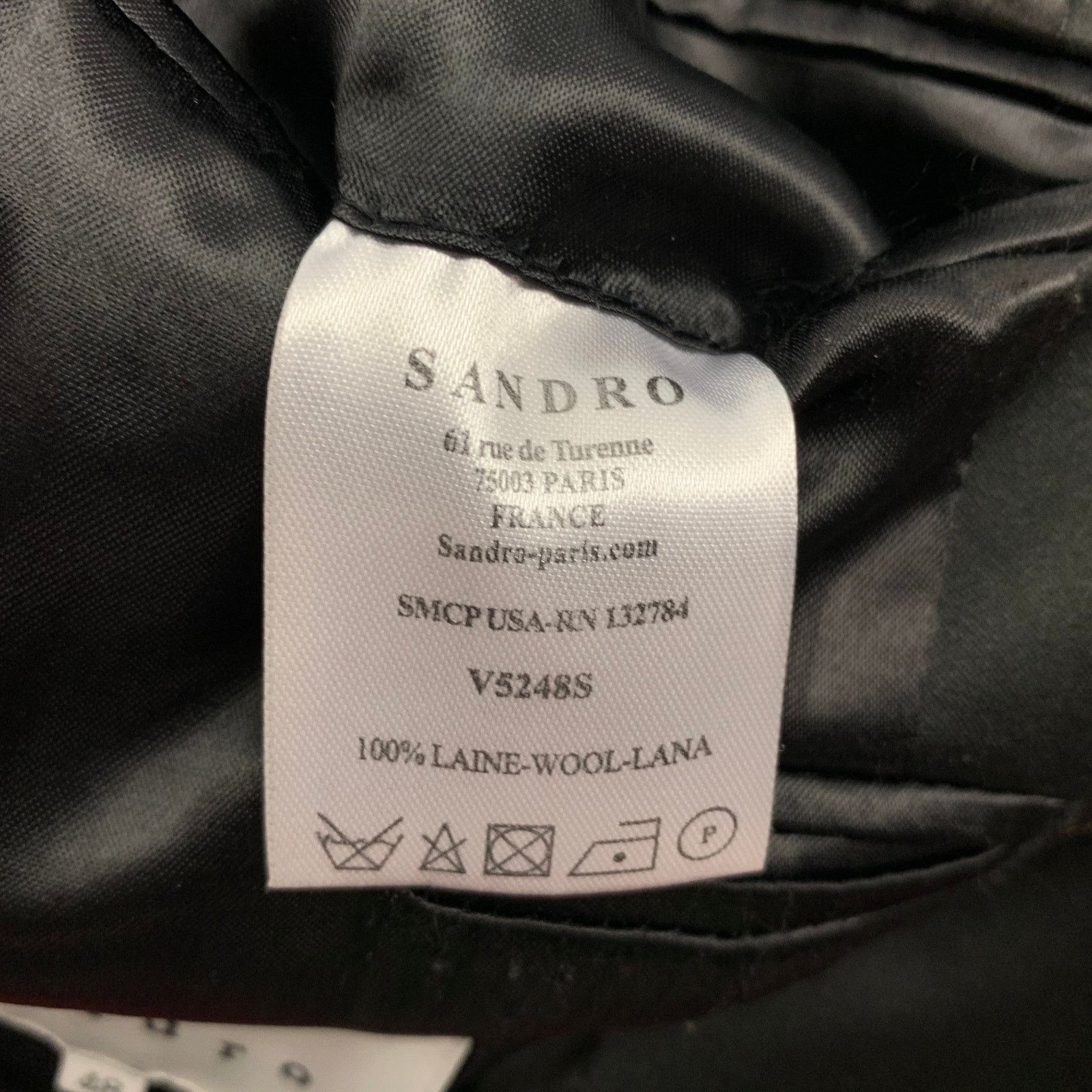 Sandro SANDRO Size 38 Black Wool Shawl Collar Sport Coat Size 38R - 5 Thumbnail
