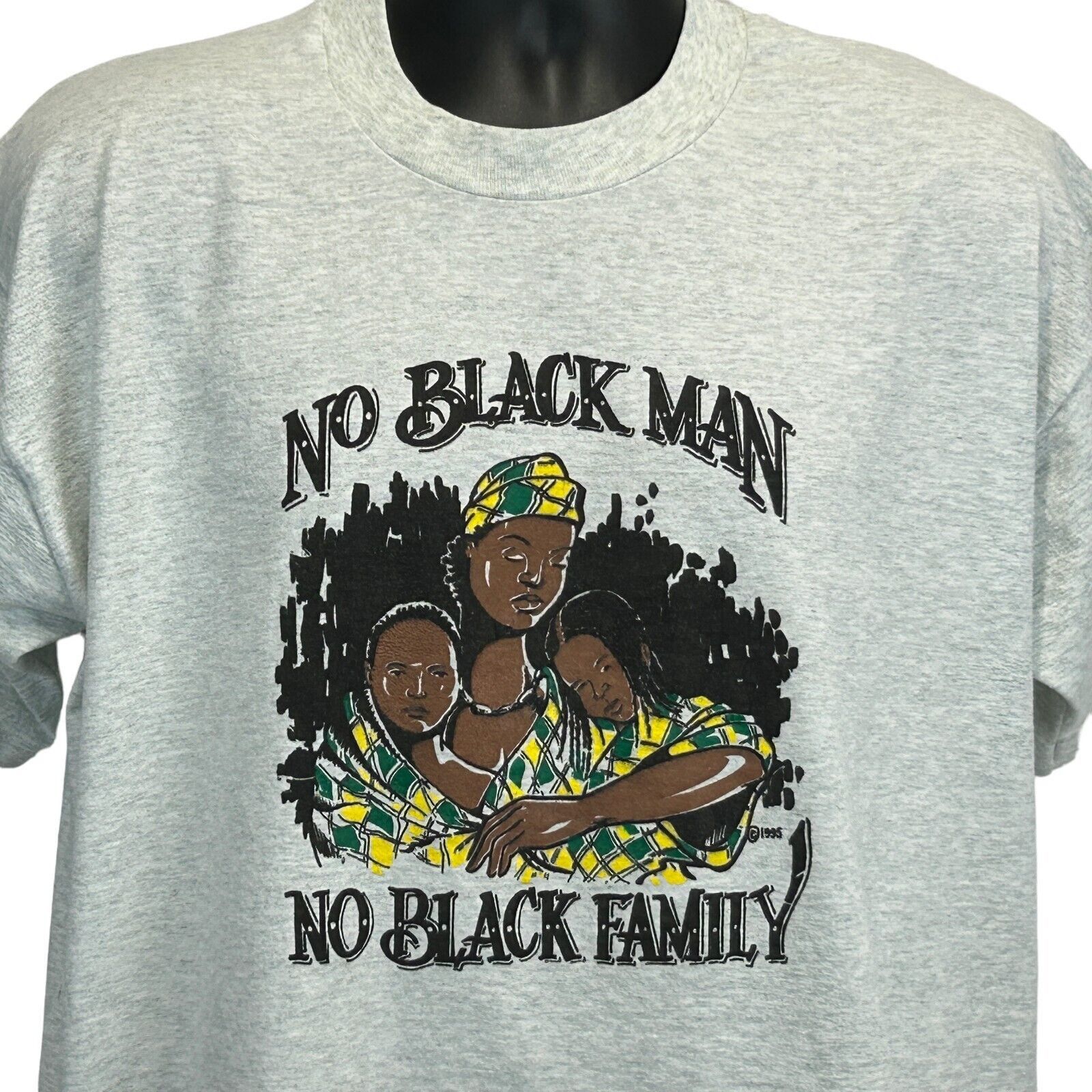 Fruit Of The Loom Vintage 90s No Black Man No Black Family T Shirt XL X-Large Size US XL / EU 56 / 4 - 1 Thumbnail