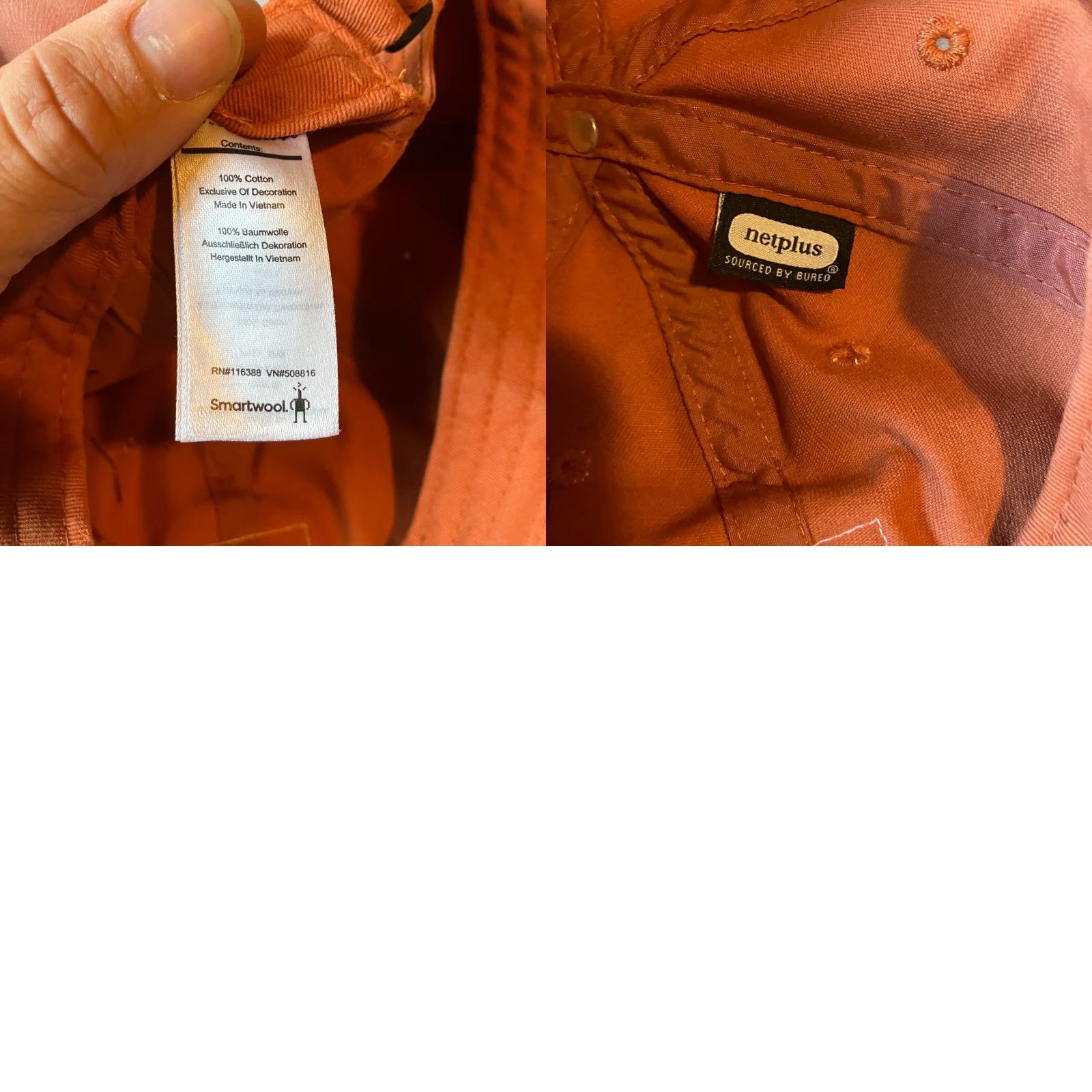 Smartwool VINTAGE Smartwool Baseball Cap Mens Adjustable Cotton Orange 90s Travel Casual Size ONE SIZE - 8 Thumbnail