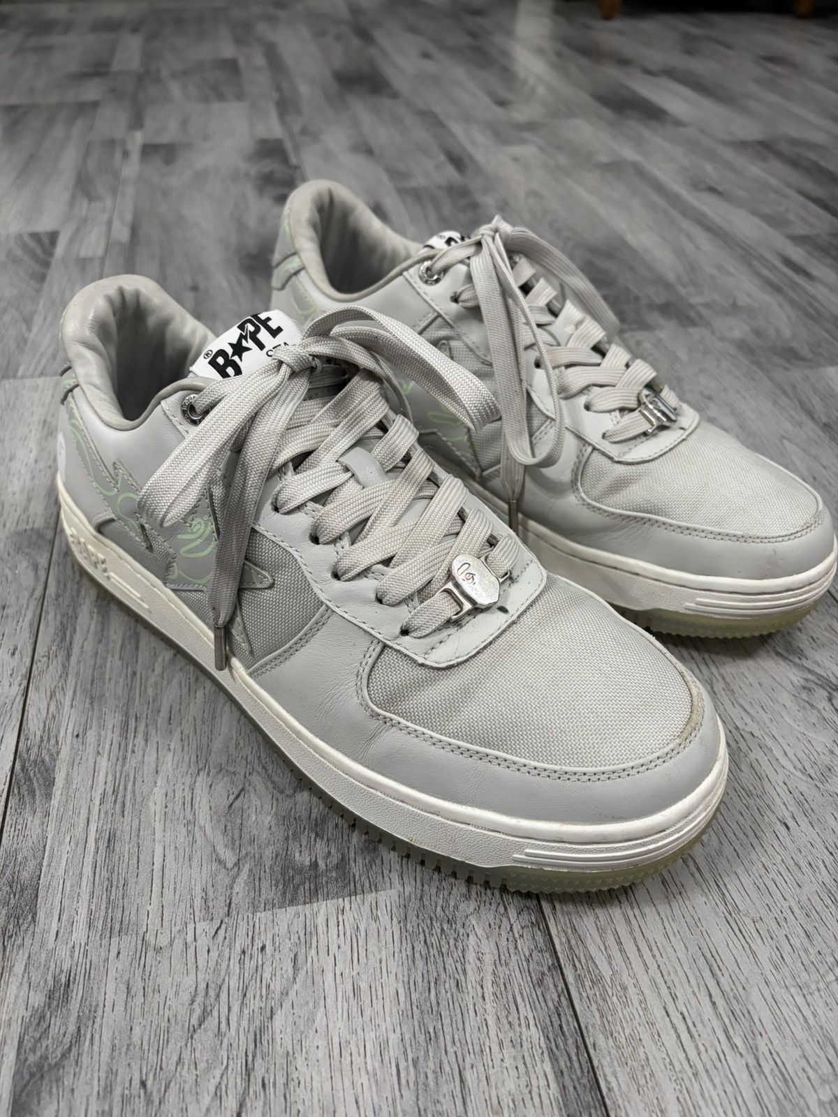 Bape BAPESTA #1 M2 Light Grey Leather Sneakers Size US 10 / EU 43 - 4 Thumbnail