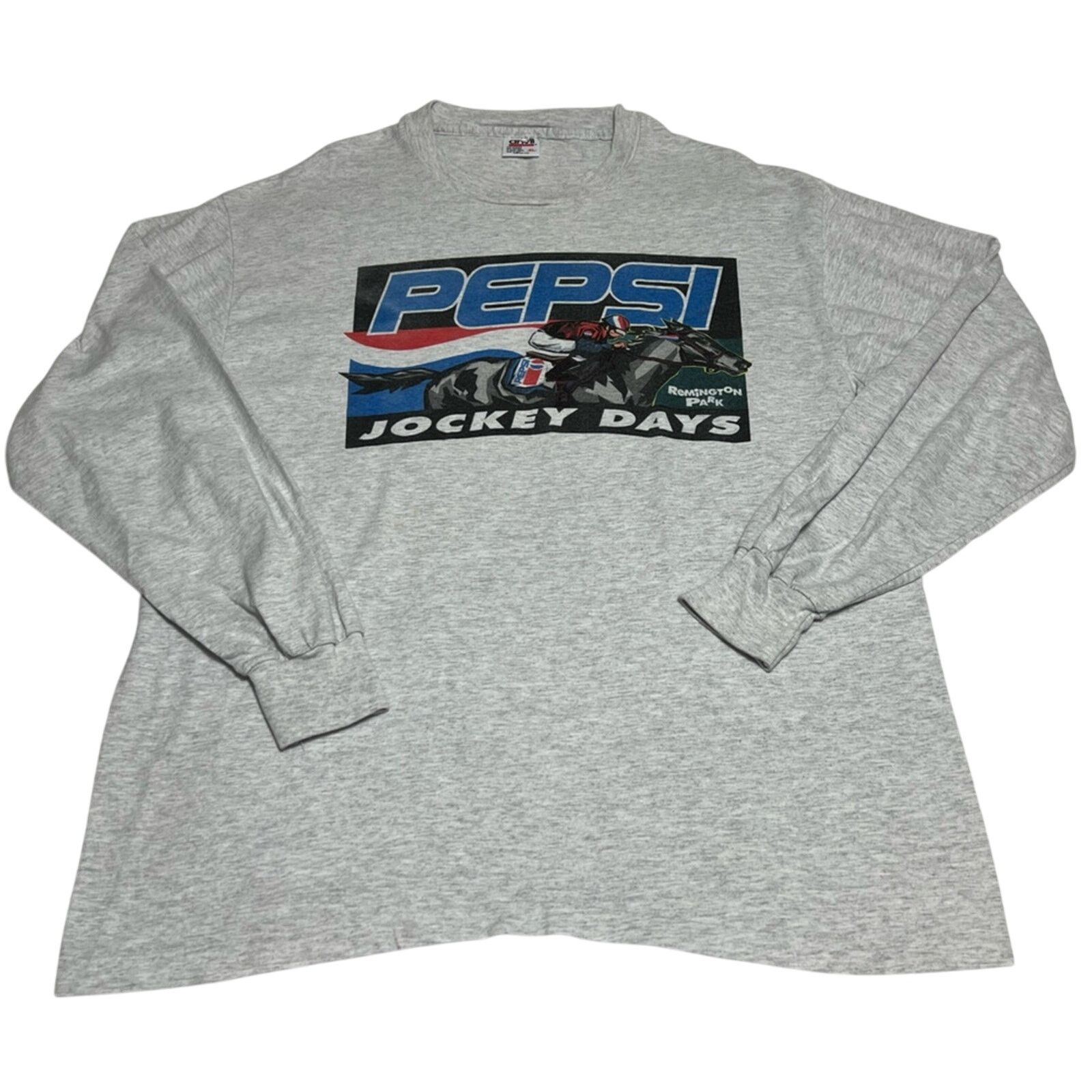 Anvil Vintage Pepsi Long Sleeve Shirt All Sport 90s Horse Racing Size US XL / EU 56 / 4 - 1 Thumbnail