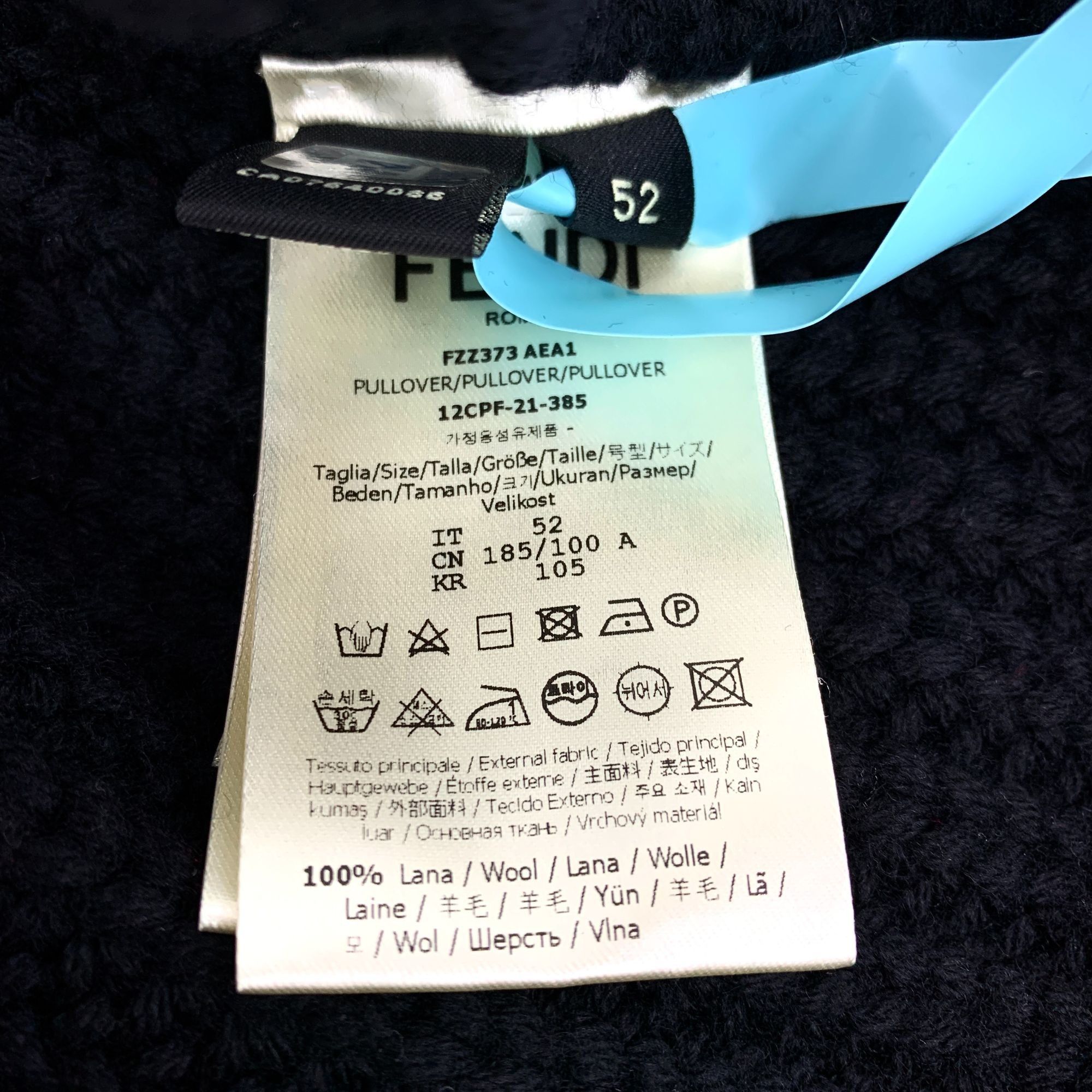 Fendi Fendi Black Logo Embroidered Wool Round-Neck Long-Sleeve Kni Size US L / EU 52-54 / 3 - 3 Thumbnail