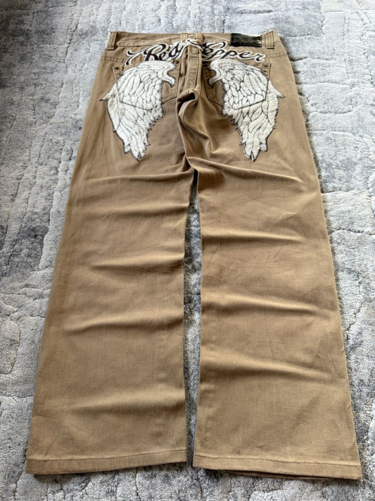 If Six Was Nine 2000s Red Pepper Japan Back Wing Chenille Embroidered Pants Size US 32 / EU 48 - 1 Thumbnail
