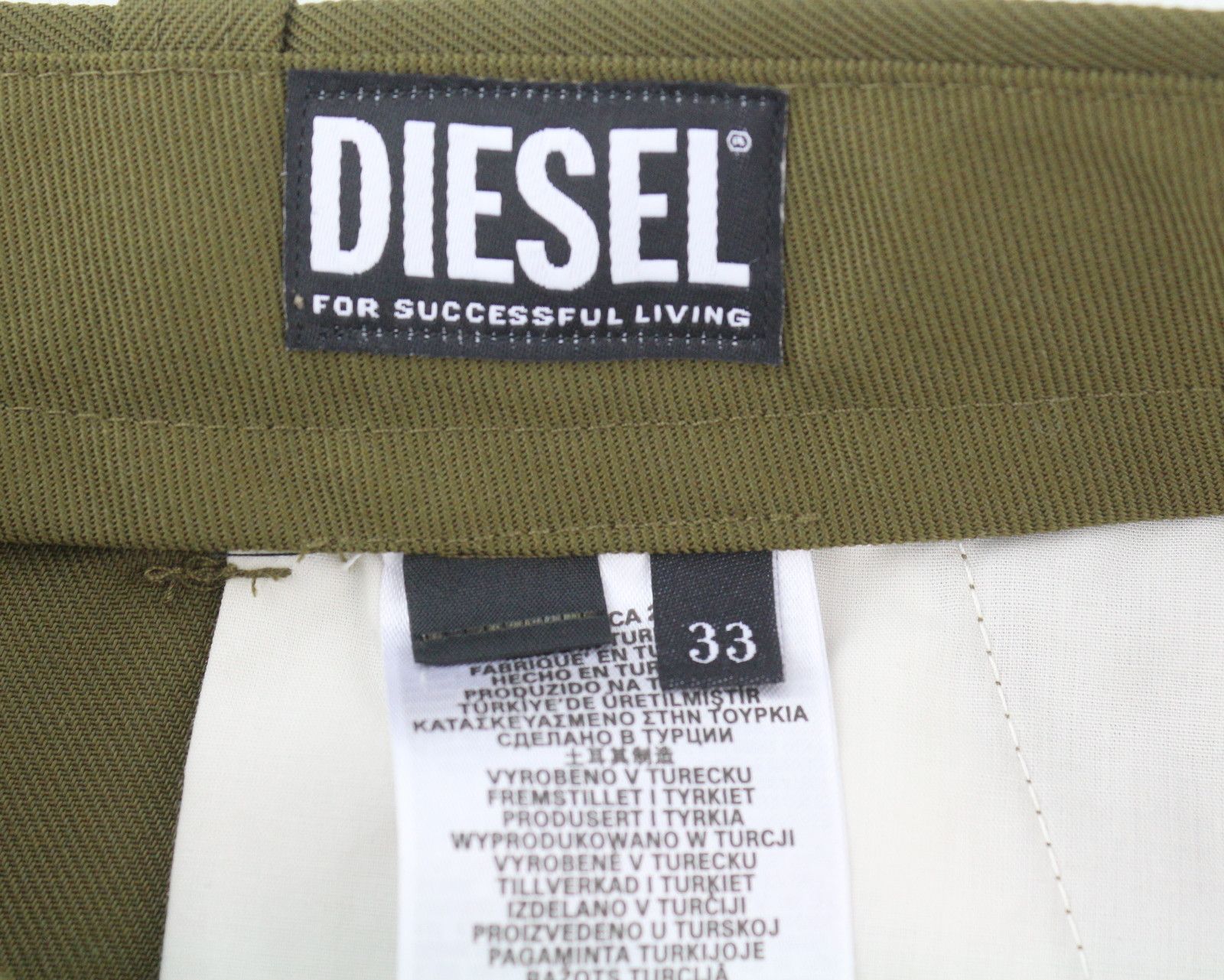 Diesel P-RHEE-NW W33 Green Wool Blend Pleated Zip Cargo 85380 Size US 33 - 10 Thumbnail