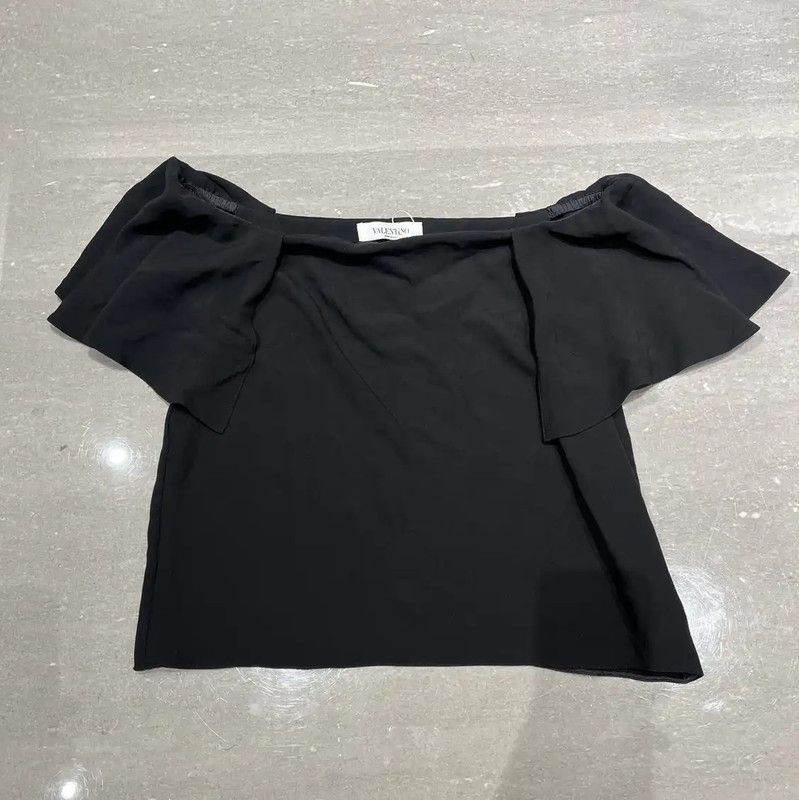 Valentino Valentino Black Silk Short Sleeve Top 0089 Size M / US 6-8 / IT 42-44 - 1 Thumbnail