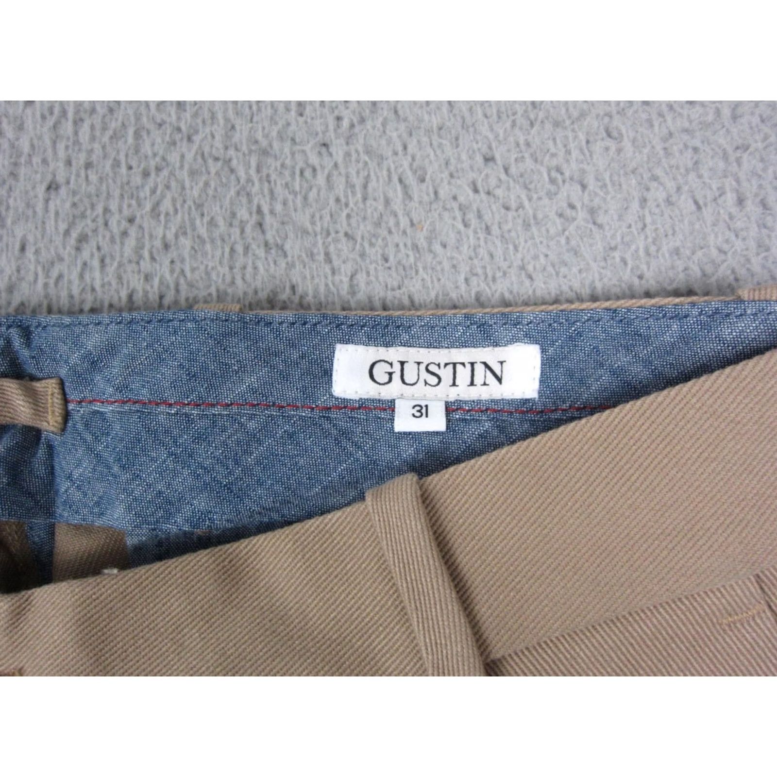Gustin Gustin Pants Mens 31 Brown Slim Fit Washed Straight Chino Button Fly Made USA Size US 31 - 3 Thumbnail