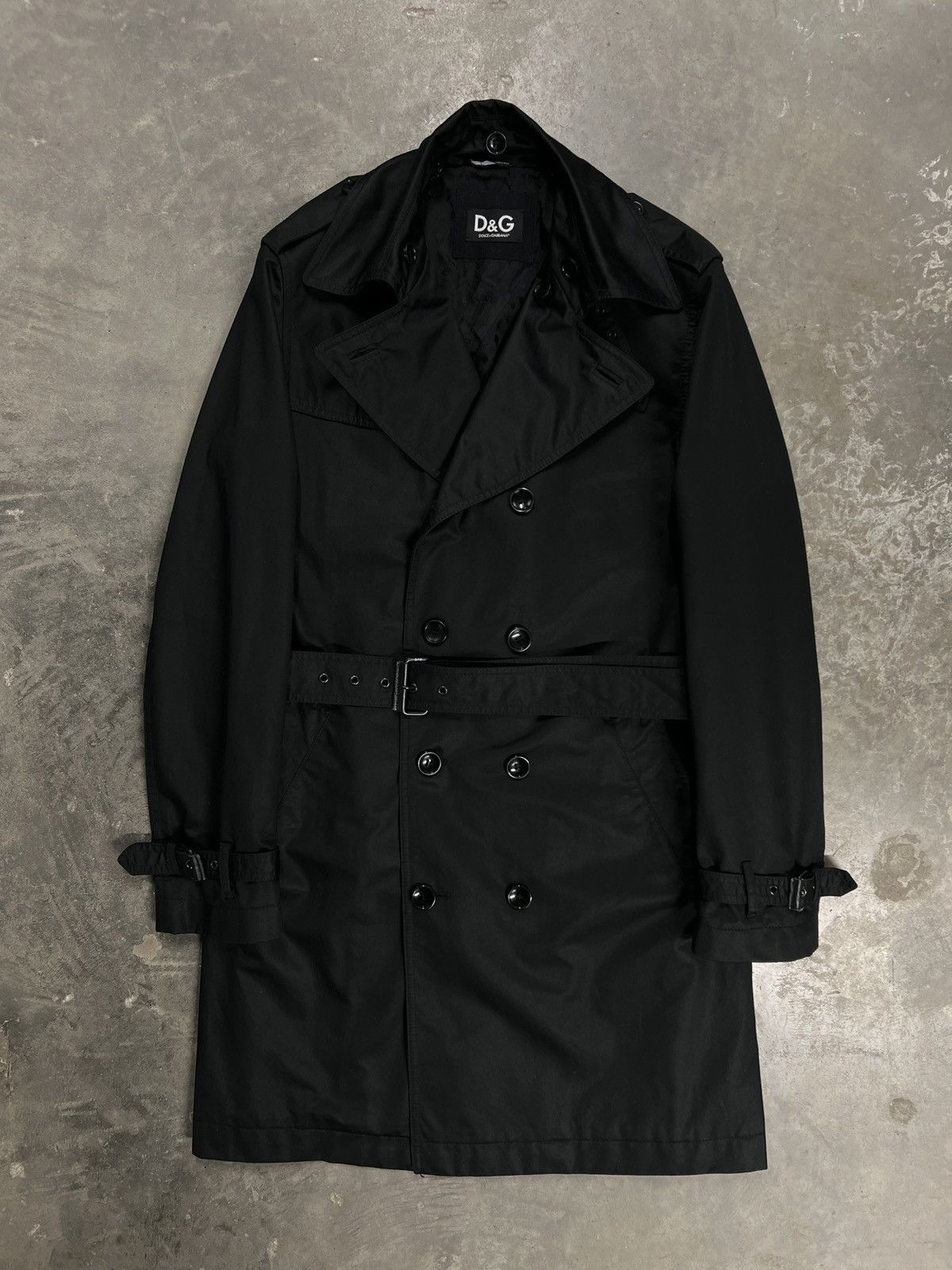 Dolce & Gabbana Mens Dolce & Gabbana Trench Coat Jacket Black Belted Size US M / EU 48-50 / 2 - 1 Thumbnail