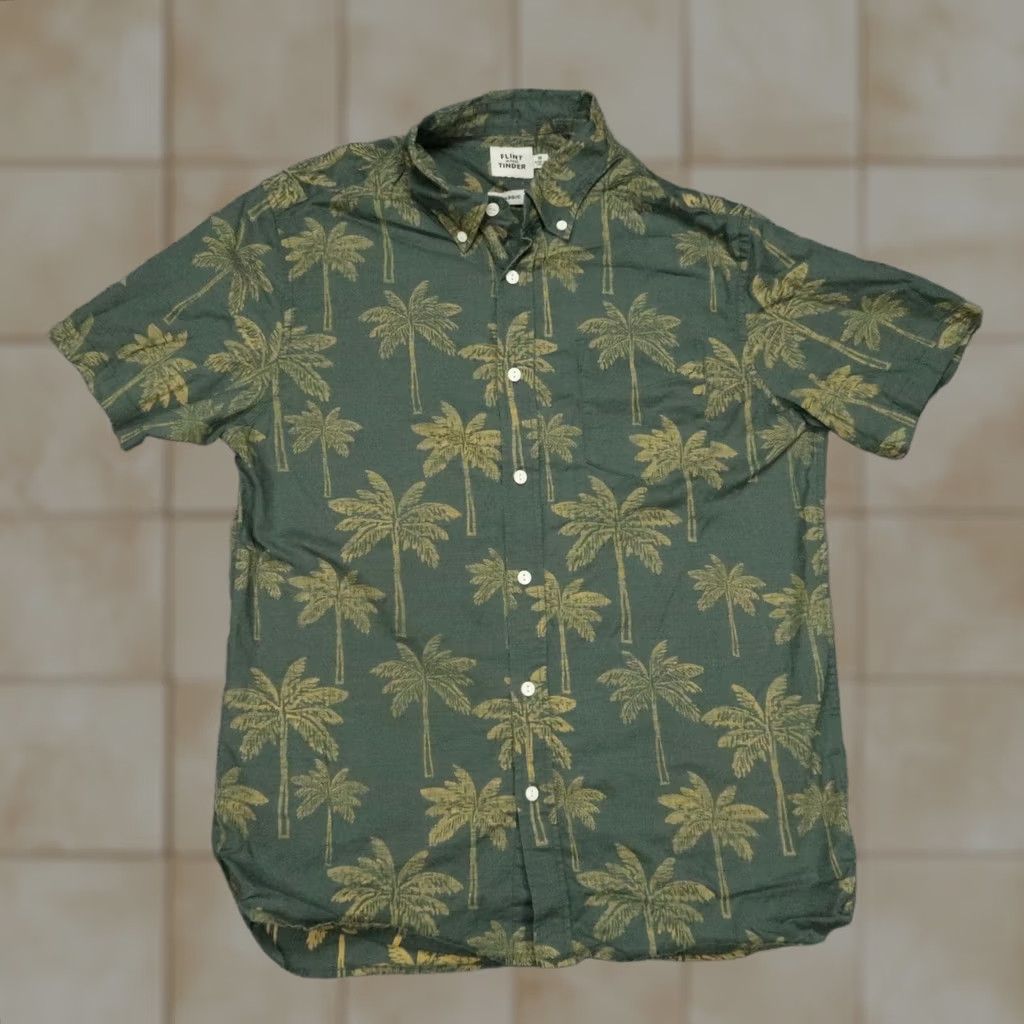 Flint And Tinder Flint and Tinder Shirt Mens Small Green Floral Short Sleeve Palm Tree Classic Size US S / EU 44-46 / 1 - 1 Thumbnail