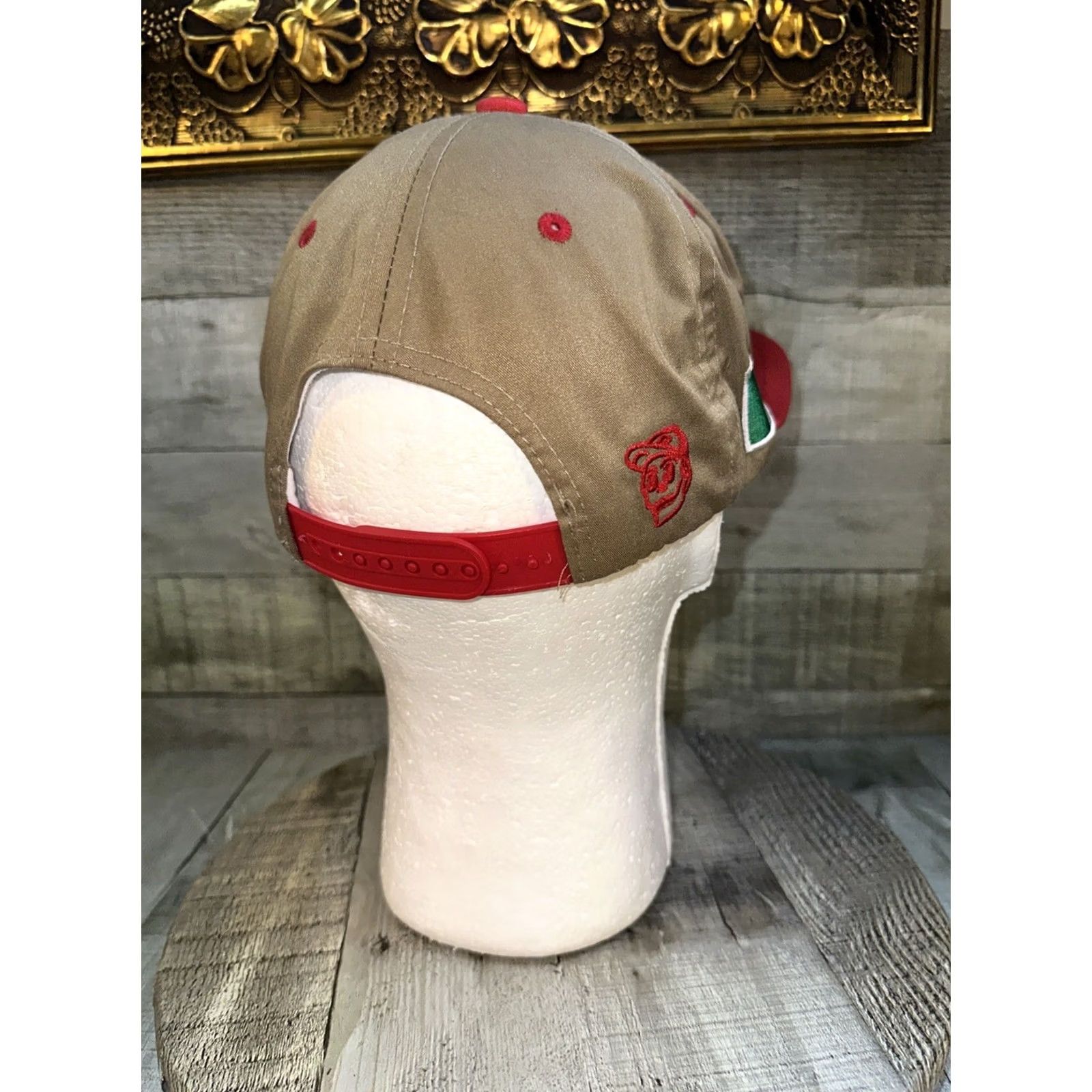 Vintage Unbranded Cockfighting Mexico USA Snapback Hat Cap Beige Beige Tan crown / red brim Men One Size Adjustable snapback Size ONE SIZE - 5 Thumbnail