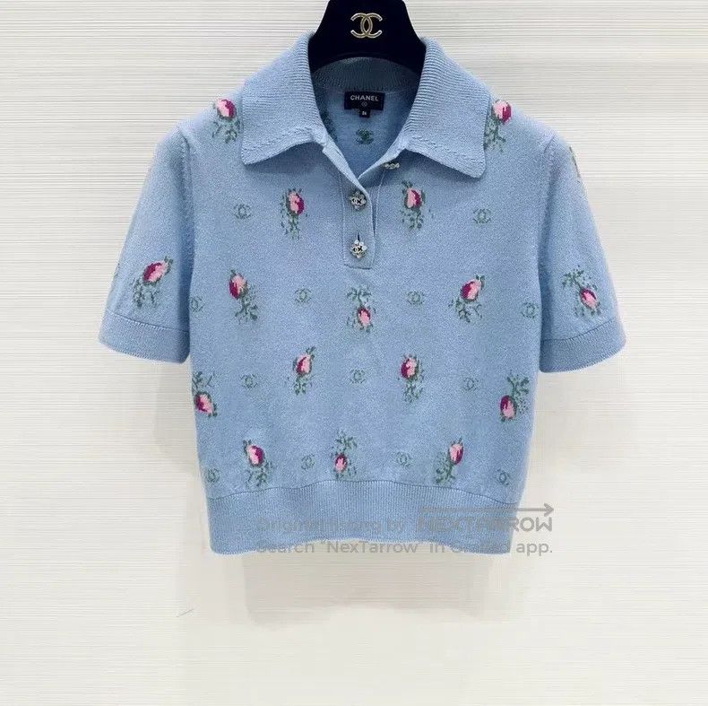 Chanel Chanel Autumn and winter light blue small flower knitted s Size XS / US 0-2 / IT 36-38 - 1 Thumbnail