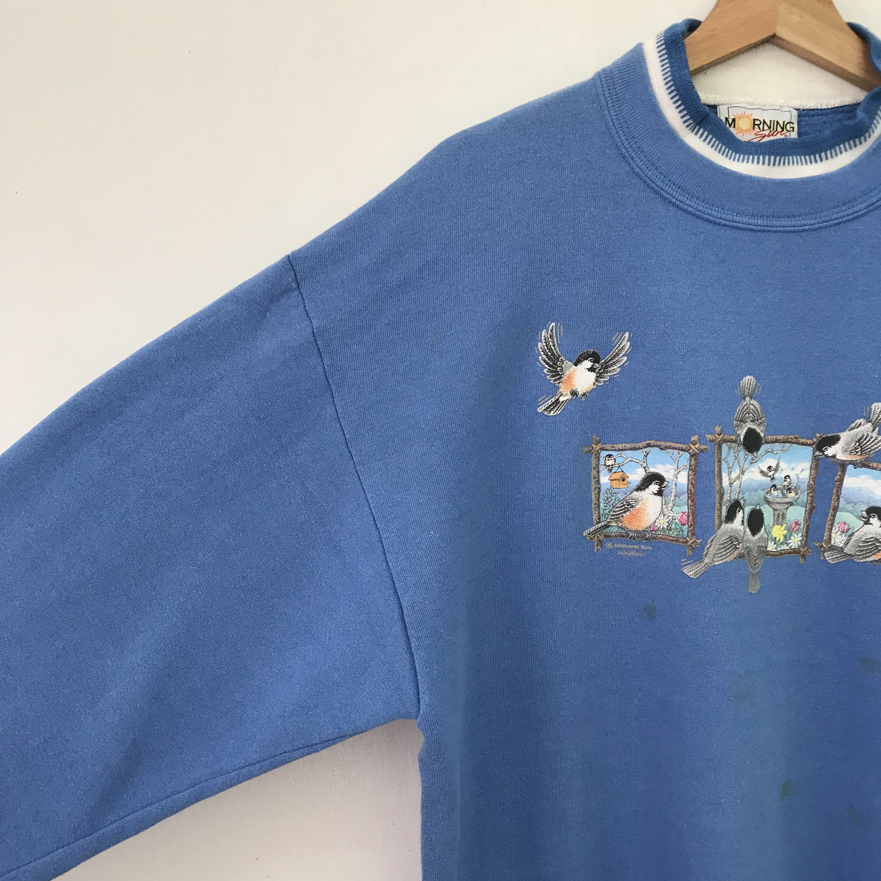 Vintage Vintage 90s Morning Sun Blue Sweatshirt - 402 Size US L / EU 52-54 / 3 - 4 Thumbnail