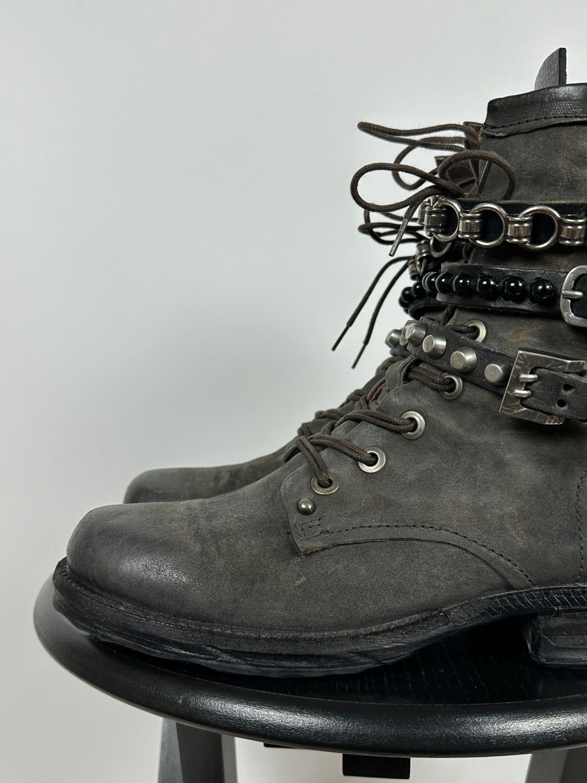 A.S.98 A.S.98. Airstep Grey Leather Biker Ankle Boots Size US 8 / IT 38 - 16 Thumbnail