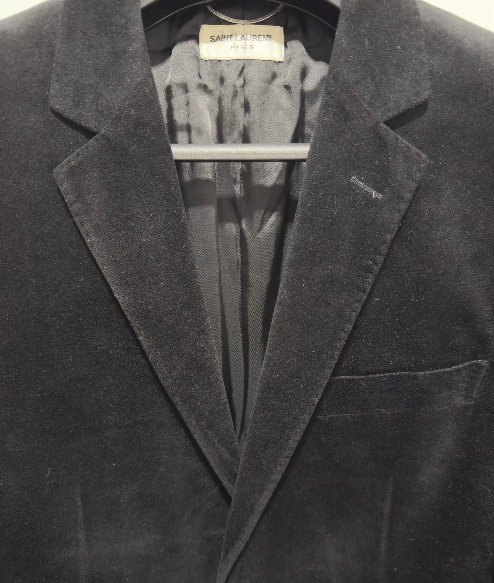 Saint Laurent Paris SLP 22FW Black Warrior Black Velvet Topstitch Blazer 46 Size 46R - 4 Thumbnail