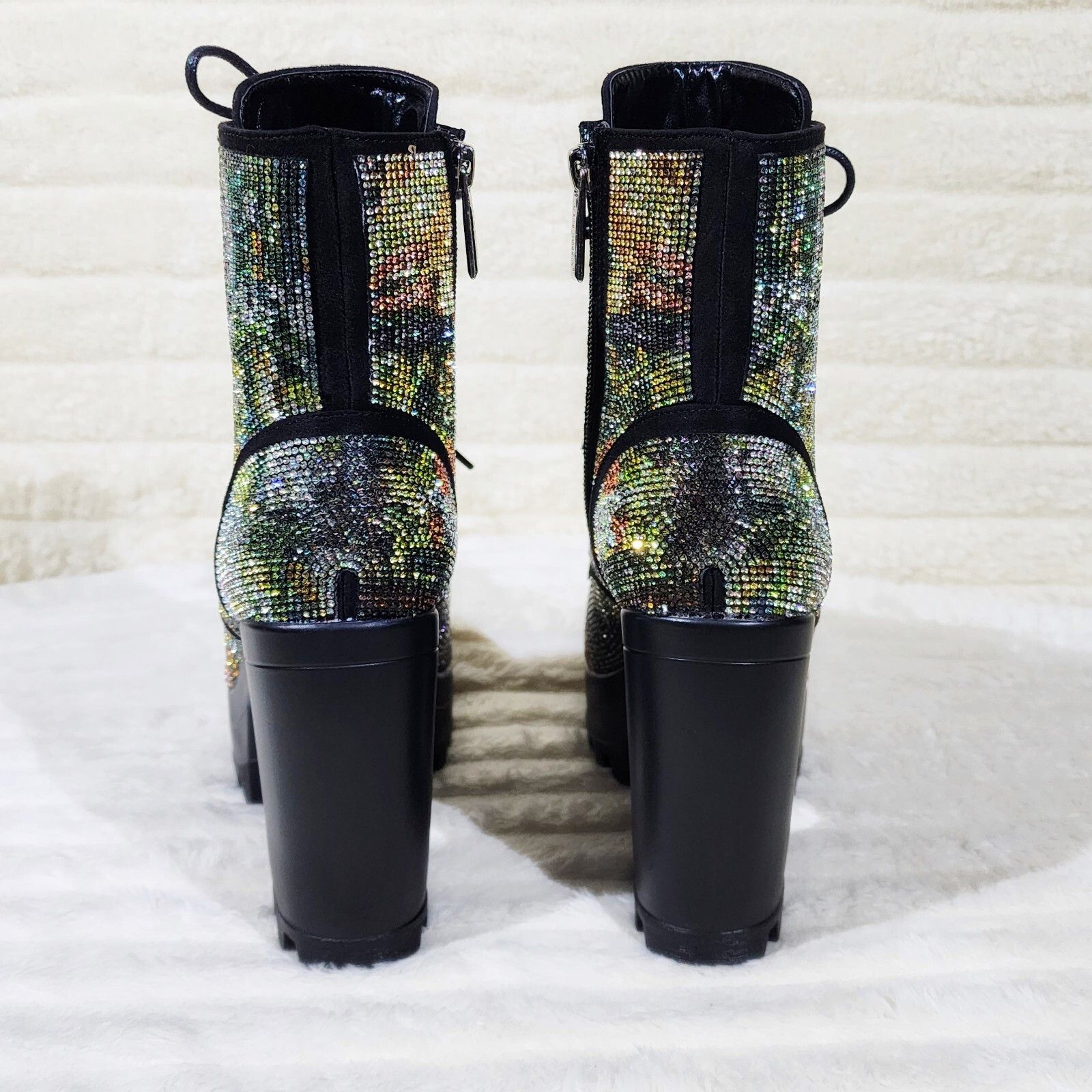 Other News Story Multi Sparkle Rhinestone Lug Sole Chunky High Hee Size US 7 / IT 37 - 4 Thumbnail