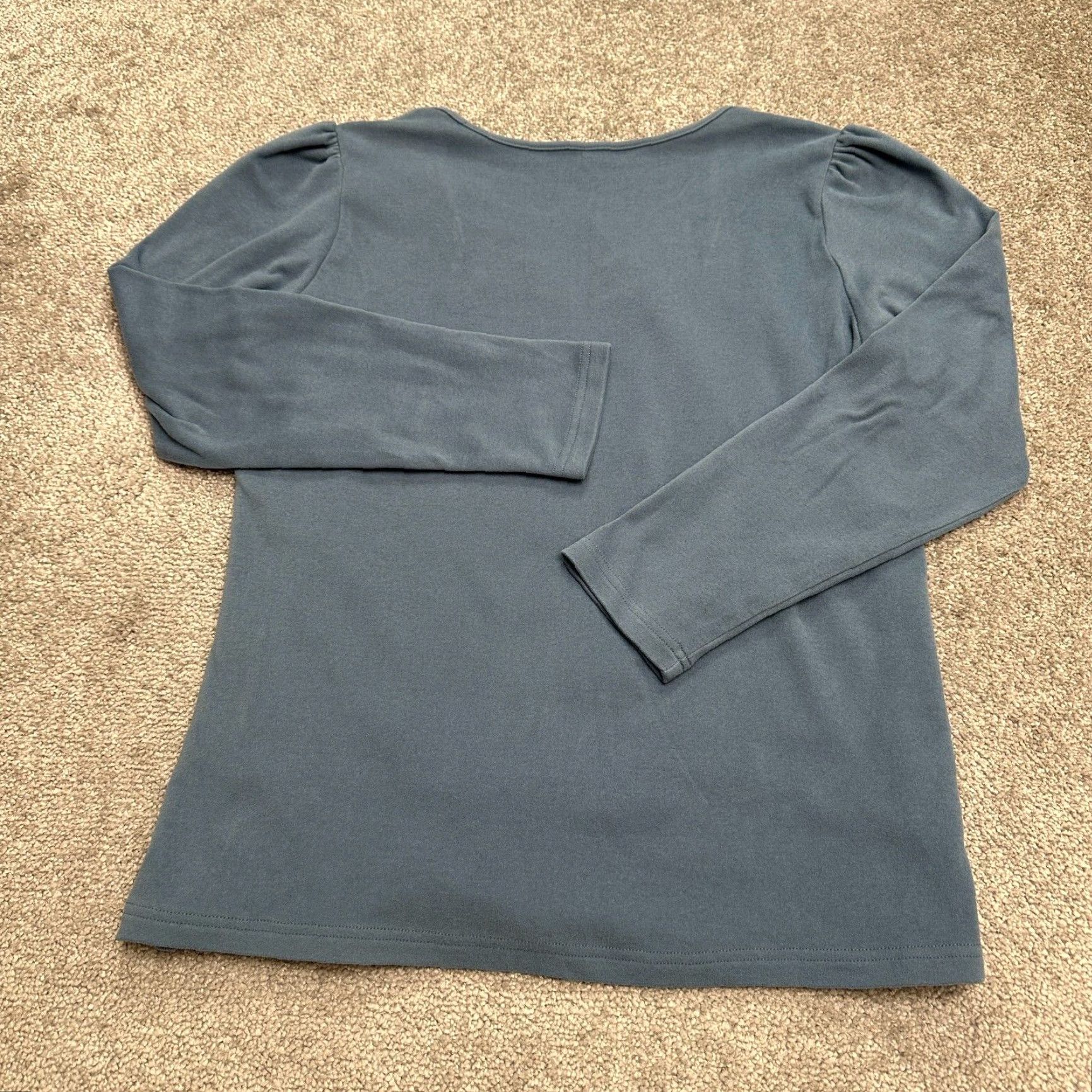 Vintage Unbranded T-Shirt M Blue Puff Sleeve Long Sleeve Casual Cotton Womens Size M / US 6-8 / IT 42-44 - 2 Thumbnail